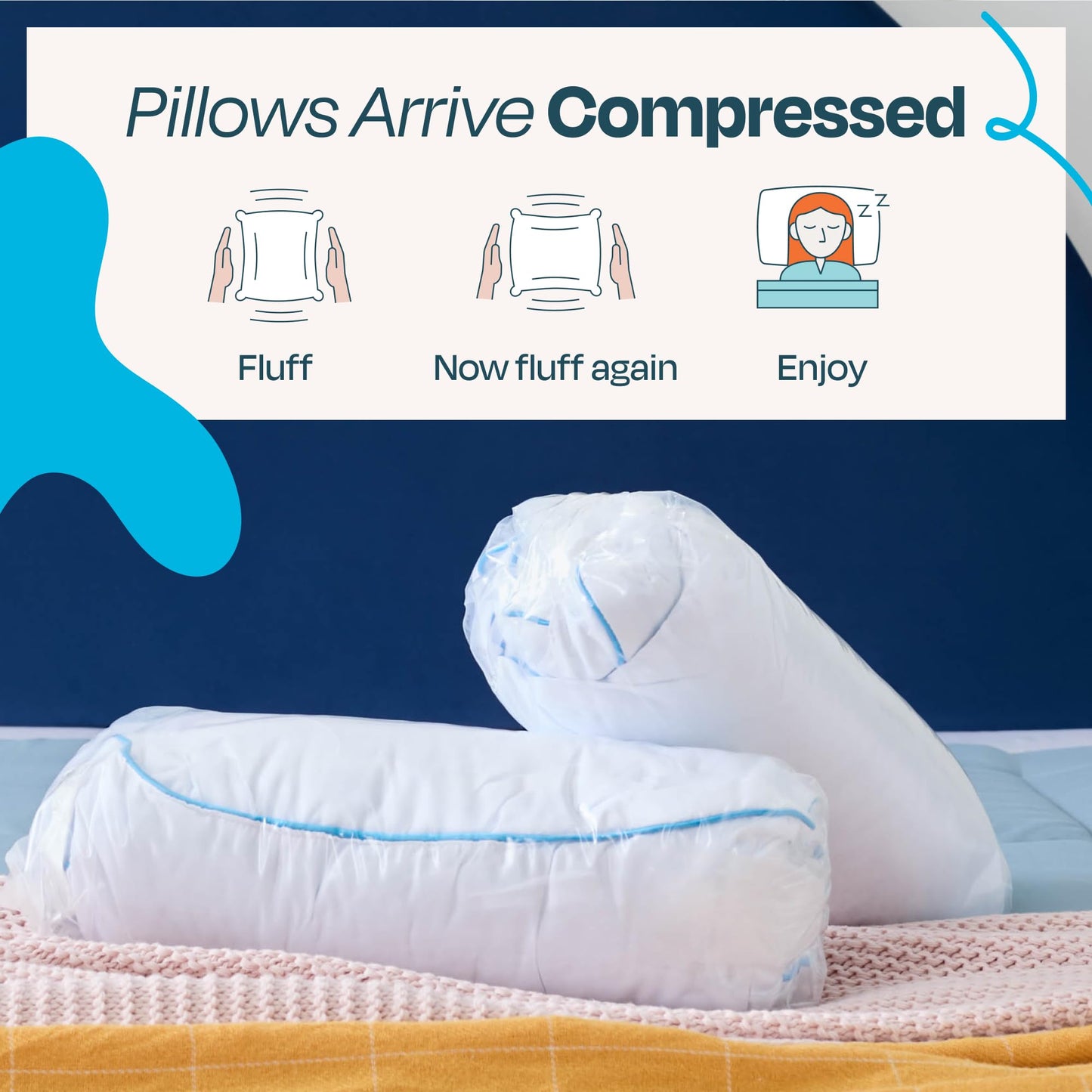 Linenspa 2 Pack Shredded Memory Foam Pillows - Moldable, Fluffable, Customizable - Universally Comfortable - King, White