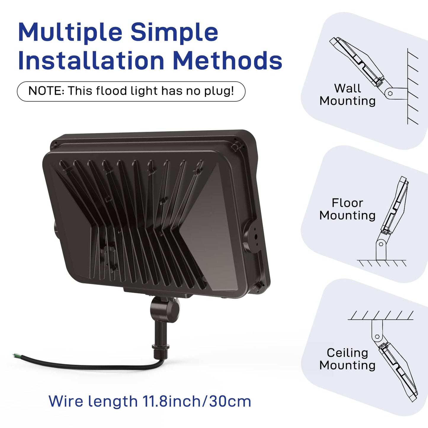 HYPERLITE LED Flood Light 100W 11000LM, 5000K Flood Lights Outdoor with Knuckle Mount, IP65 Waterproof Flood Lights for Yard,Garden,Playground UL Certified