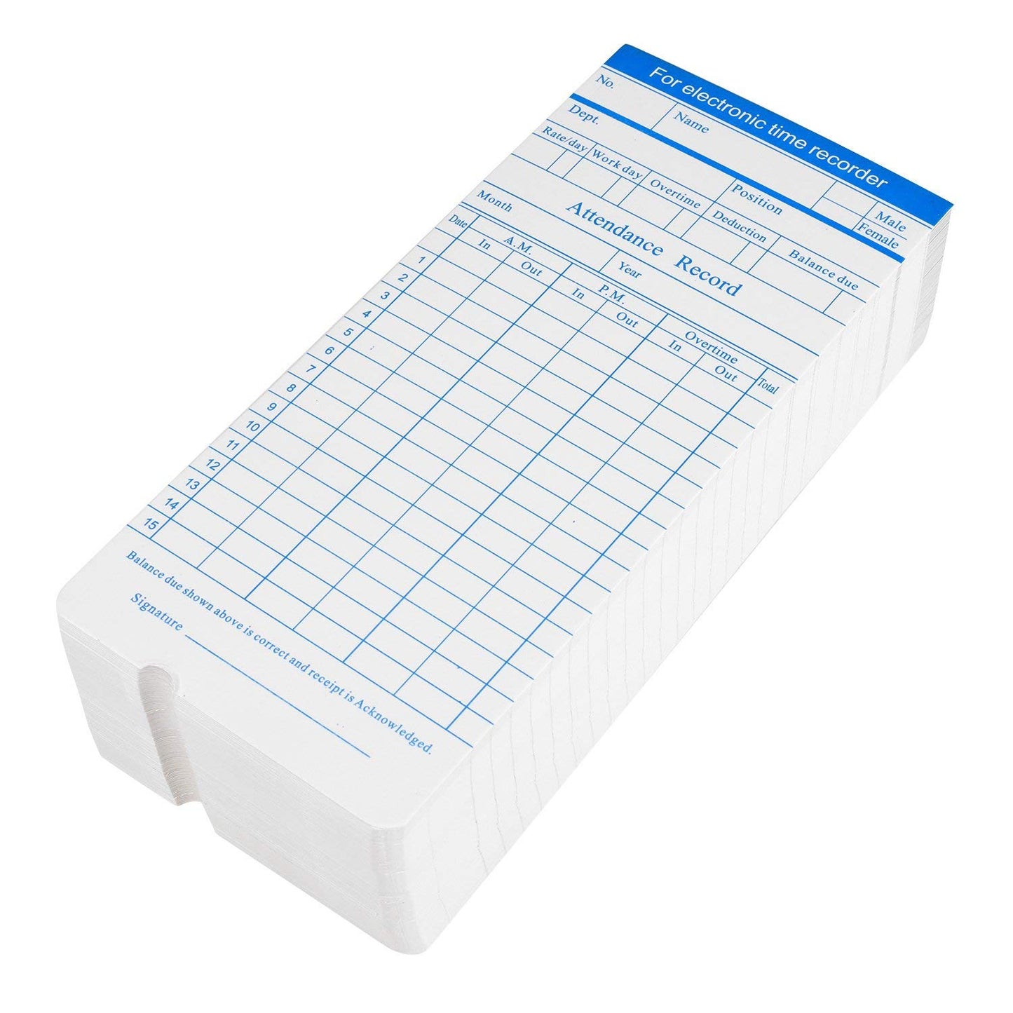Flexzion Time Cards, Monthly Timesheet, Clock Timecard - 300 Pack, 6 Column 2-Sided Orange/Blue, Card for Time Punch Clock, Employee Attendance, Payroll Recorder, Small Business