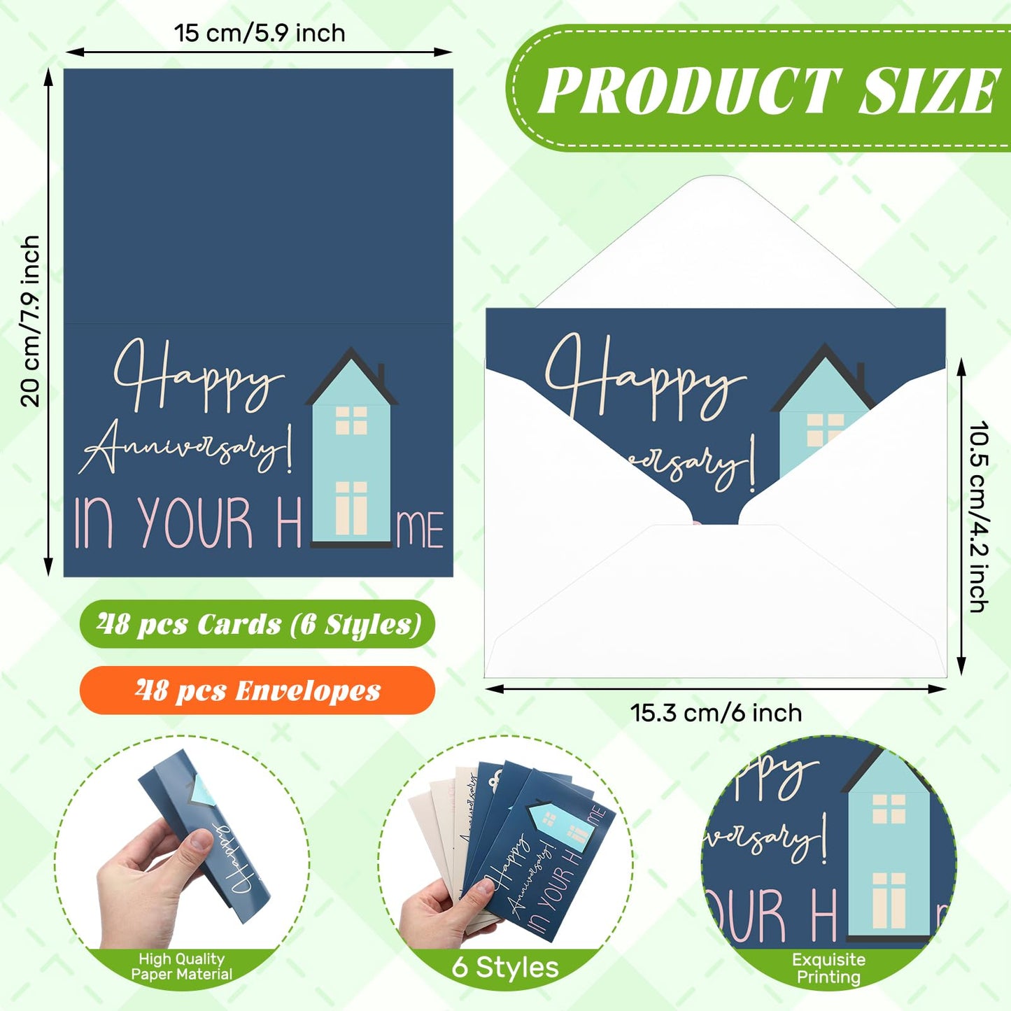 Motiskyy 48 Pcs Happy Home Anniversary Cards with Envelopes Bulk Blank Welcome House Cards Real Estate Thank You Notes Housewarming Gifts for Clients Neighbors, 4 x 6 in(Pastel)
