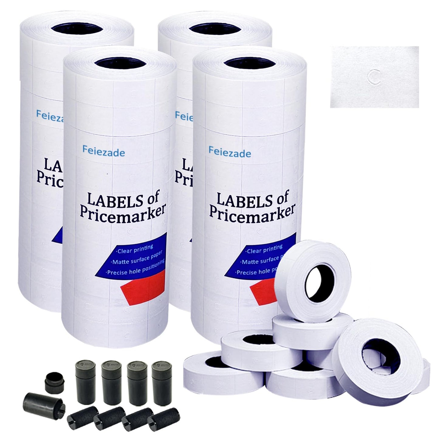 16,000 Pcs 2 Line Refill Price Marking Labels Stickers for MX6600,MX6602,YH689 & Most Other 2 Line Price Gun,40 Rolls with 3 Discount Stickers,2 Gloves and 4 Ink Rolls, Ideal for Retail, Shop (White)