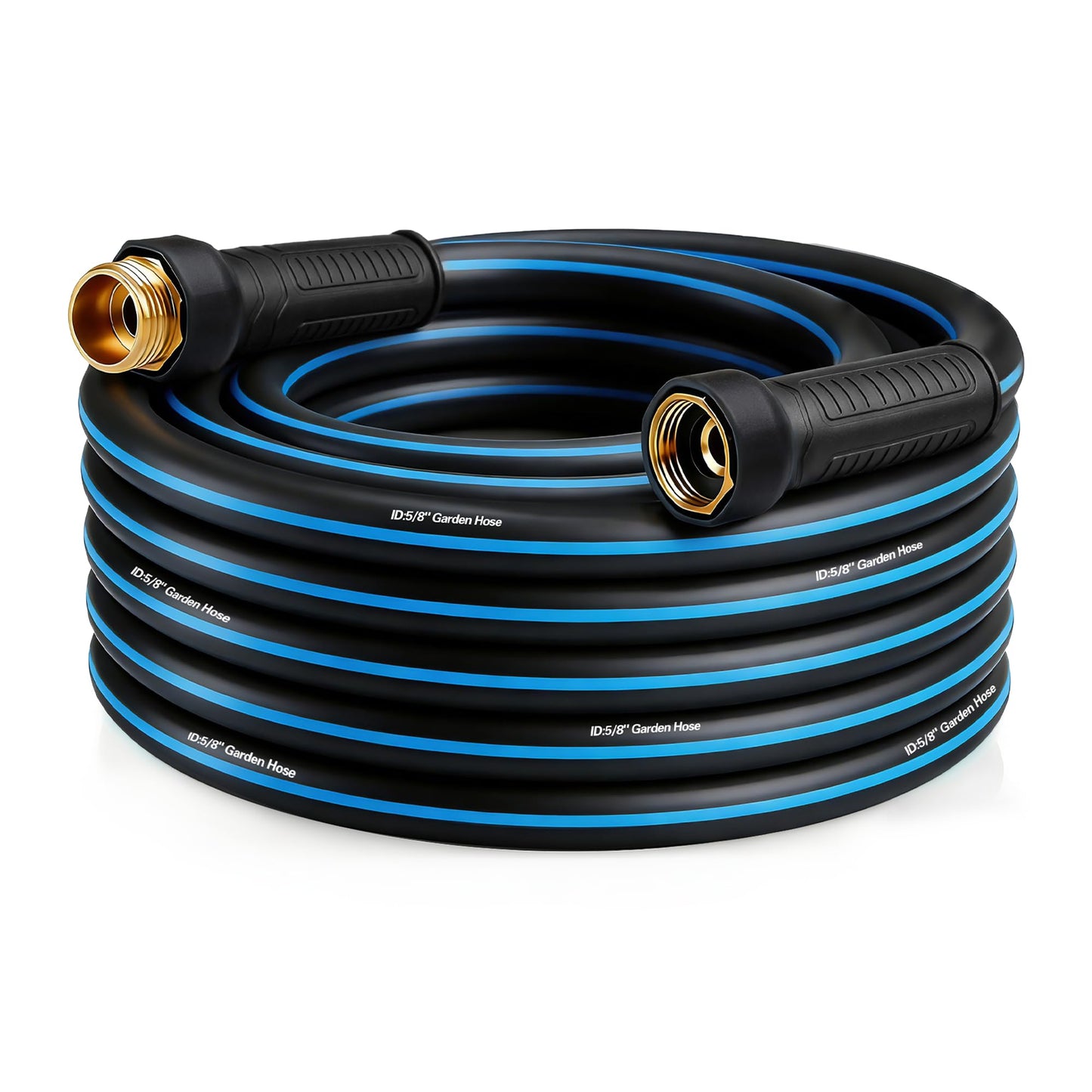 Heavy Duty Rubber Garden Hose 5/8" x 25FT, Non-Expandable Kink-Free Water Hose with Leak-Proof 3/4" Fittings for Yard Lawn and Car Wash