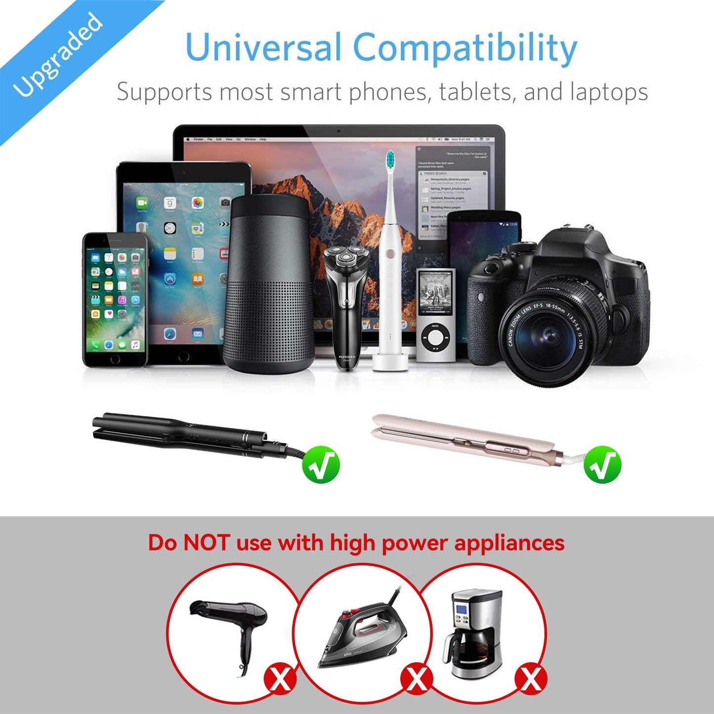 BESTEK Universal Travel Adapter 220V to 110V Voltage Converter with 6A 4-Port USB Charging and UK/AU/US/EU Worldwide Plug Adapter