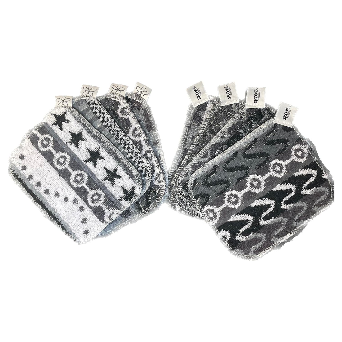 Skoy Scrub, 8-Pack Reusable, Non-Scratching Dish Scrubber for Kitchen and Household Cleaning, Planet-Friendly, Dishwasher Safe Soft Scrub, Monochromatic Colors