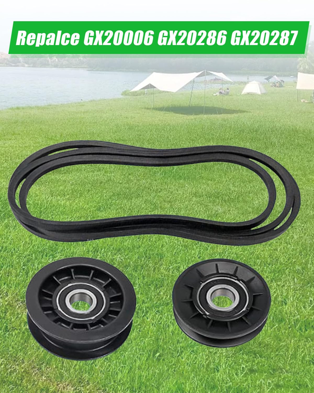 Idler Pulley and Drive Belt Kit Fit for John Deere GX20006 GX20286 GX20287 GX20286-A GX20287-A L100 L110 L120 L130 L107