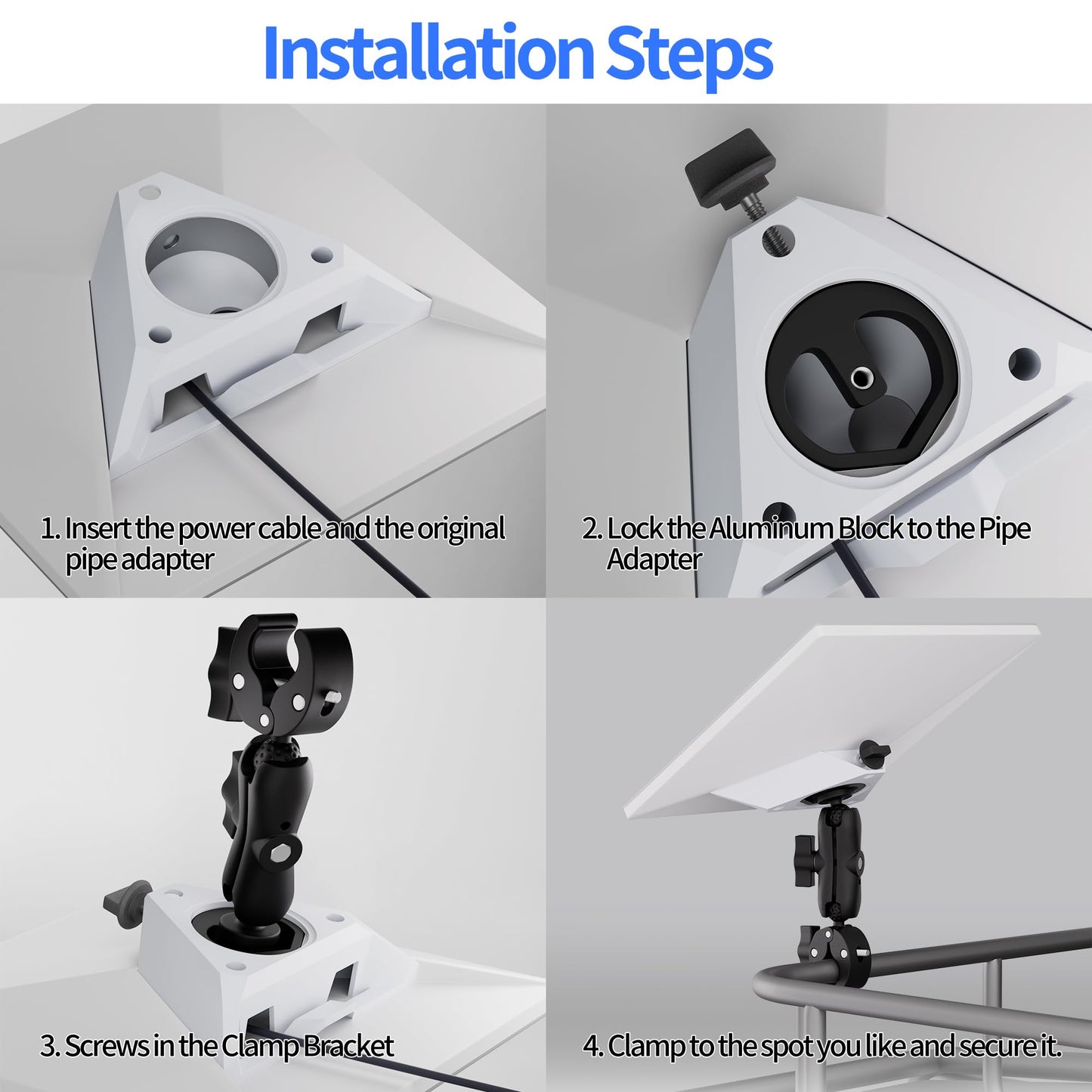 Starlink Mini Mount, Starlink Mini Clamp Mount for Car RV Rack Compatible with 2025 New Version Pipe Adapter and 2024 Pipe Adapter