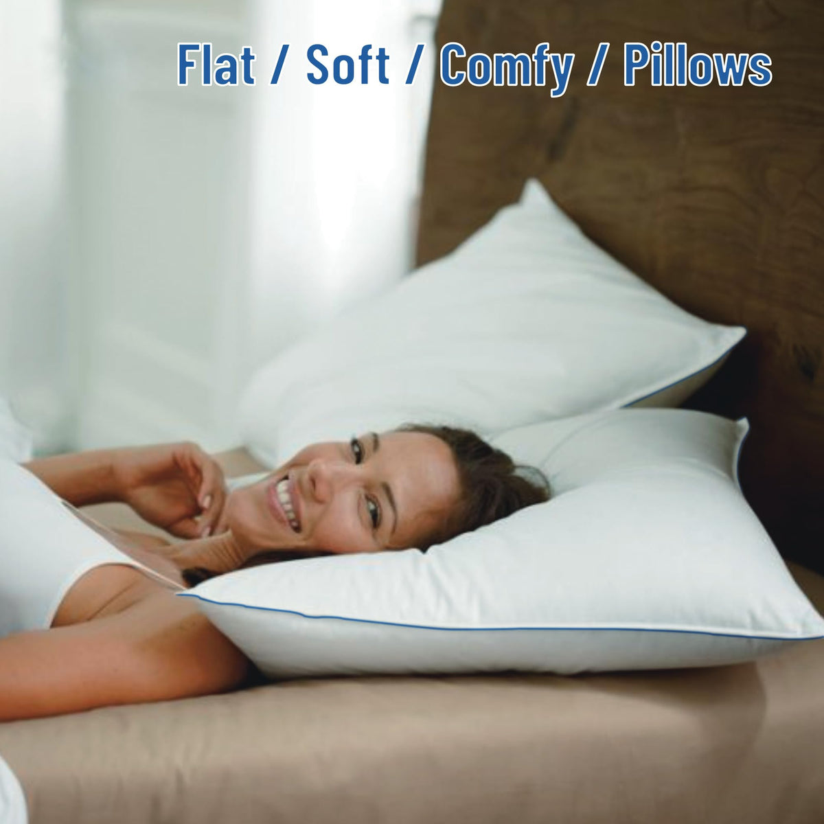 SILUI Flat Soft Thin Pillows Queen Size Set of 2 Pack Bed Pillow with Down Alternative Fill for Side Back Stomach Sleepers, 20x30 Inches, White