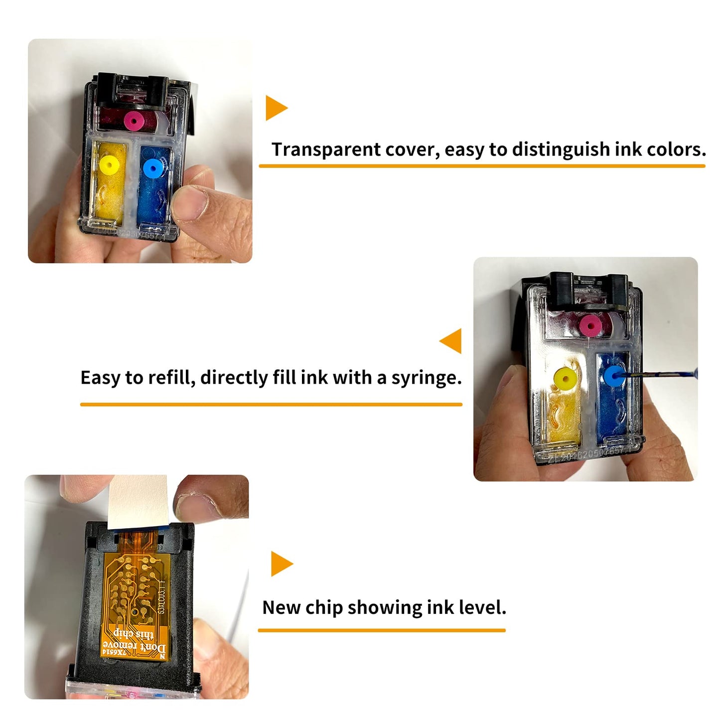HEMEINY 67XL Refillable Ink Cartridges Compatible with HP Envy 6000 6052 6055 6058 6075 6400 Pro 6452 6455 6458 Deskjet 1255 2732 2752 2755 4140 4152 4155 4158 Printers