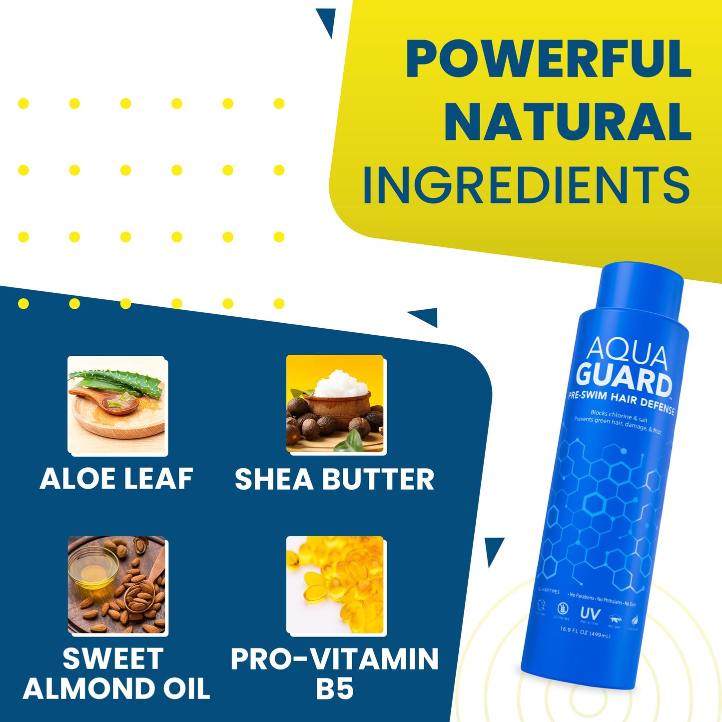 AquaGuard Pre-Swim Hair Defense | Prevents Chlorine Damage + Softens Hair | Color Safe, Great Smelling | Made in California | 16.9 oz