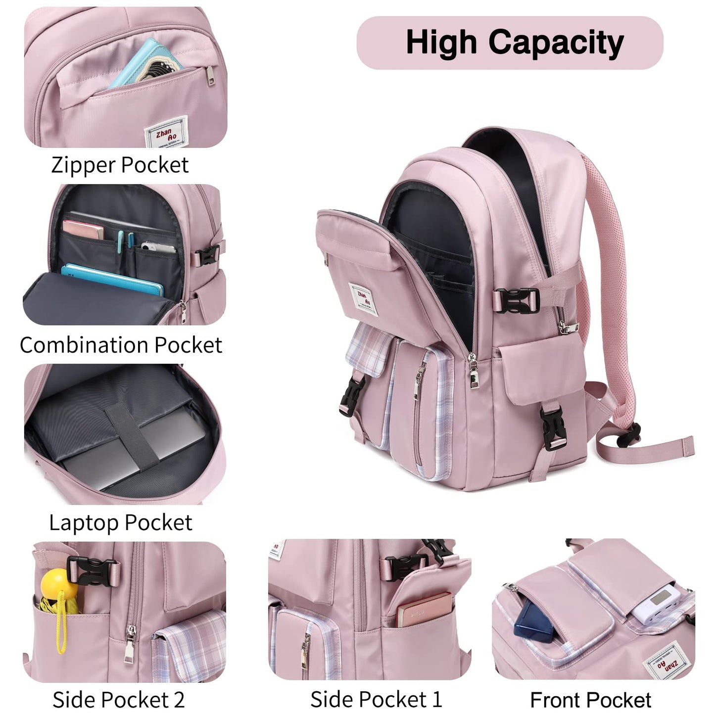 FANDARE Casual Backpack Girl School Bag Boy Daypacks Large Laptop Bag Students College Daypacks Bookbag fit 15.6 inch Laptop Teens Travel Spring Outing Shopping Rucksack Waterproof Polyester Gray