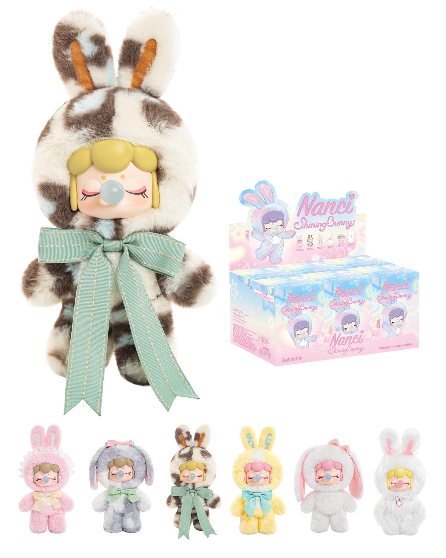 Rolife Nanci Bunny Stuffed Animal Plush Doll,8-11 Inches Cute Anime Blind Box Figures,Mystery Box Popular Soft Collectible Toy for Toddlers Baby Girls Women,Creative Christmas Birthday Gifts