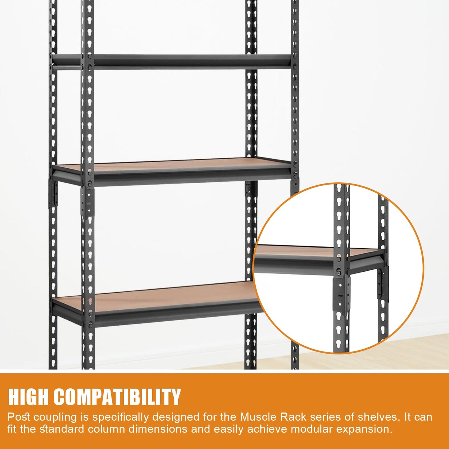 8 Pcs 1.25 In Post Coupling Compatible With Muscle Rack, Post Coupler, Post Connector For Muscle Rack Width is Less Than or Equal To 1.25 Inches, 3.95 x 1.35 x 1.35 In
