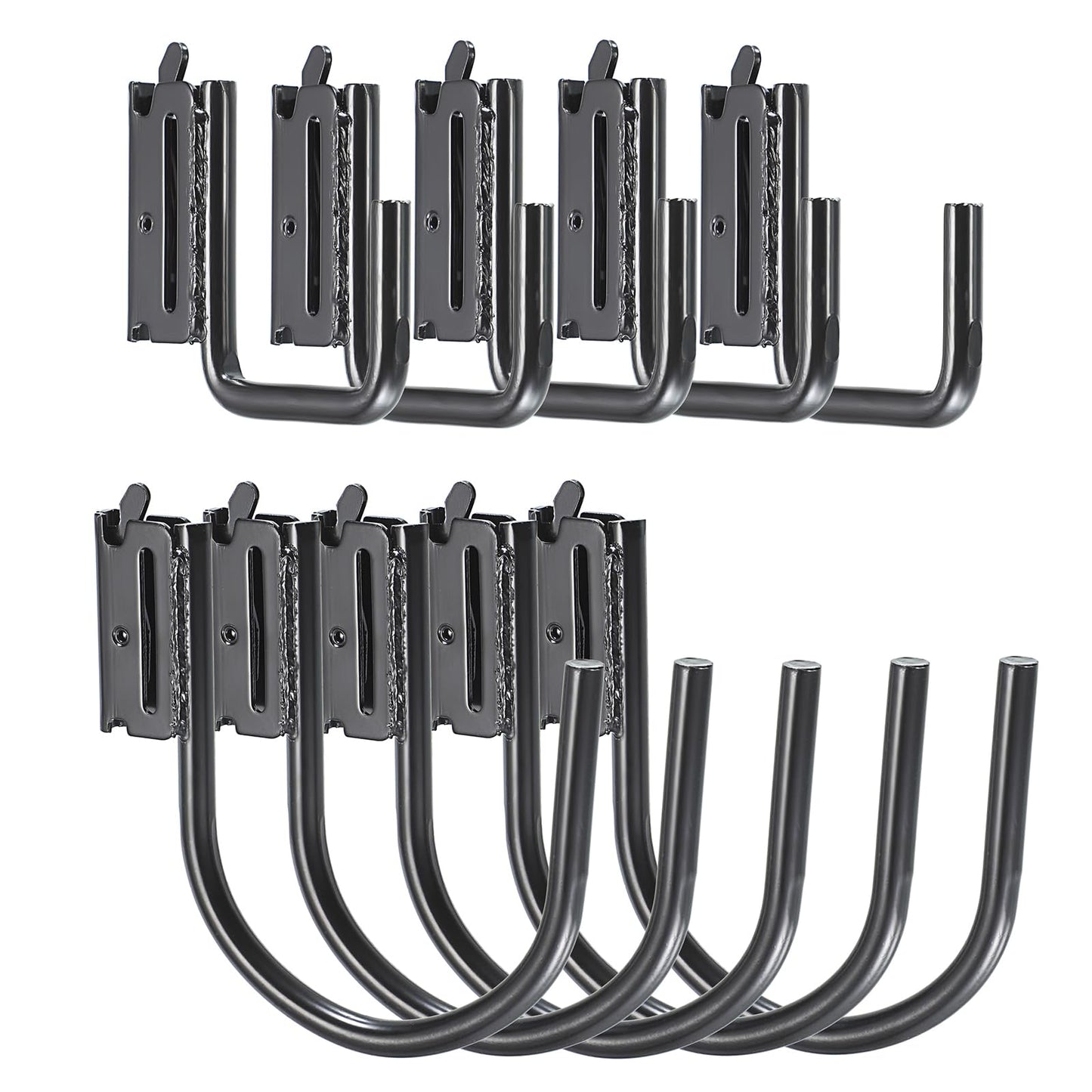 BTSKY 10 PCS E Track J Hooks with 2" and 4", Large Steel J Hook Tie Down Accessories, Heavy Duty X Track Steel Hanger for Enclosed Trailer, Cargo Van,Semi-Trucks Trailer, Black (Round and Square)