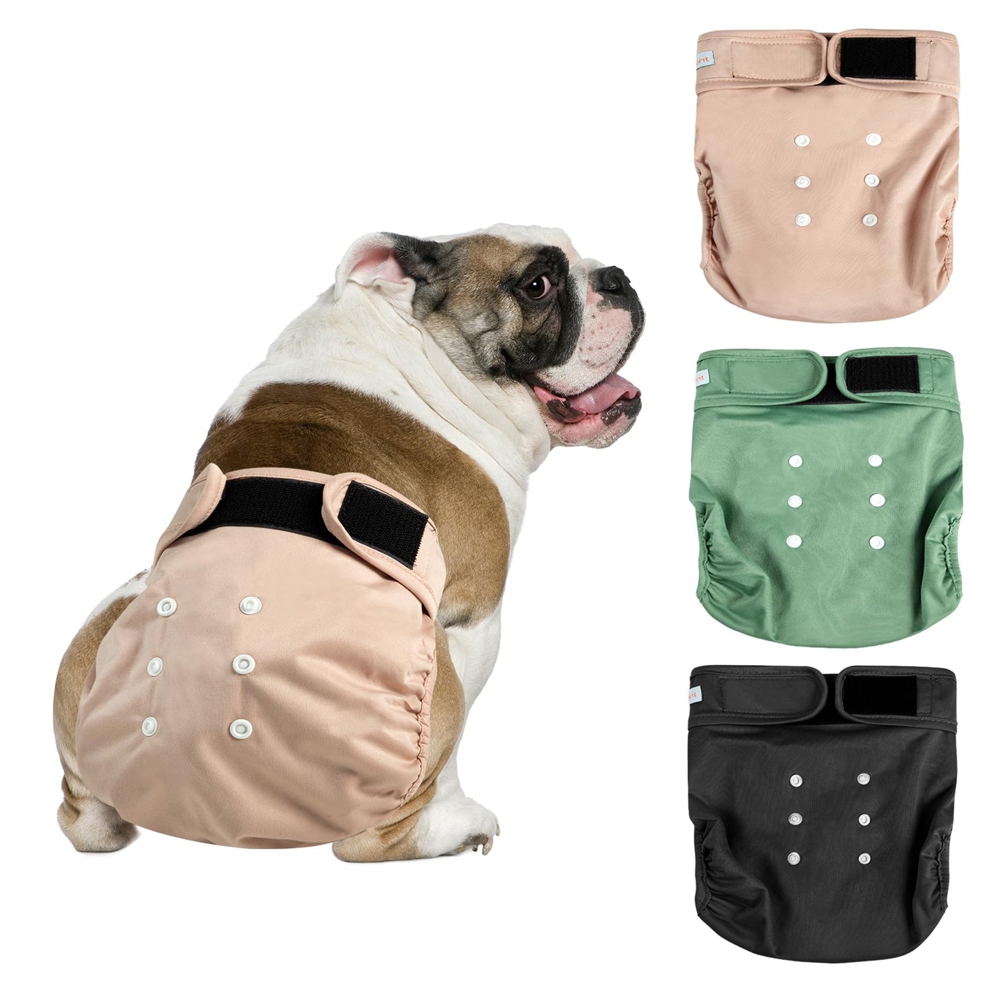 Langsprit Female Dog Diapers No Tail Hole,Reusable Puppy French Bulldog Diapers Female for Period Heat,Washable Doggy Doggie Diapers for Female Dogs Small Medium Large Size（XXL.Pink,Green,Black）