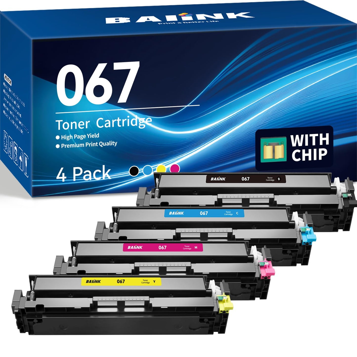 BAIINK 067 Toner Cartridge MF656Cdw Replacement for Canon 067 Toner Cartridge Set 067H Compatible for Canon imageCLASS LBP632Cdw MF653Cdw LBP633Cdw MF654Cdw Printer (4 Pack)
