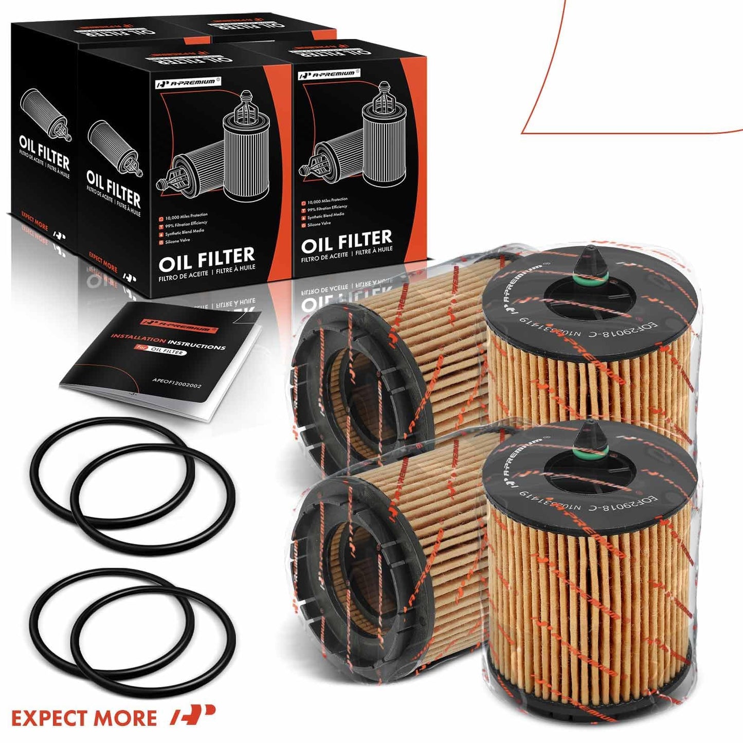 A-Premium 4-PC 10K Miles Protection Oil Filter Compatible with Chevrolet Equinox, Impala, Captiva Sport, HHR, Cobalt, Classic, Cavalier & Buick & Saab & GMC & Oldsmobile & Pontiac & Saturn & Fisker