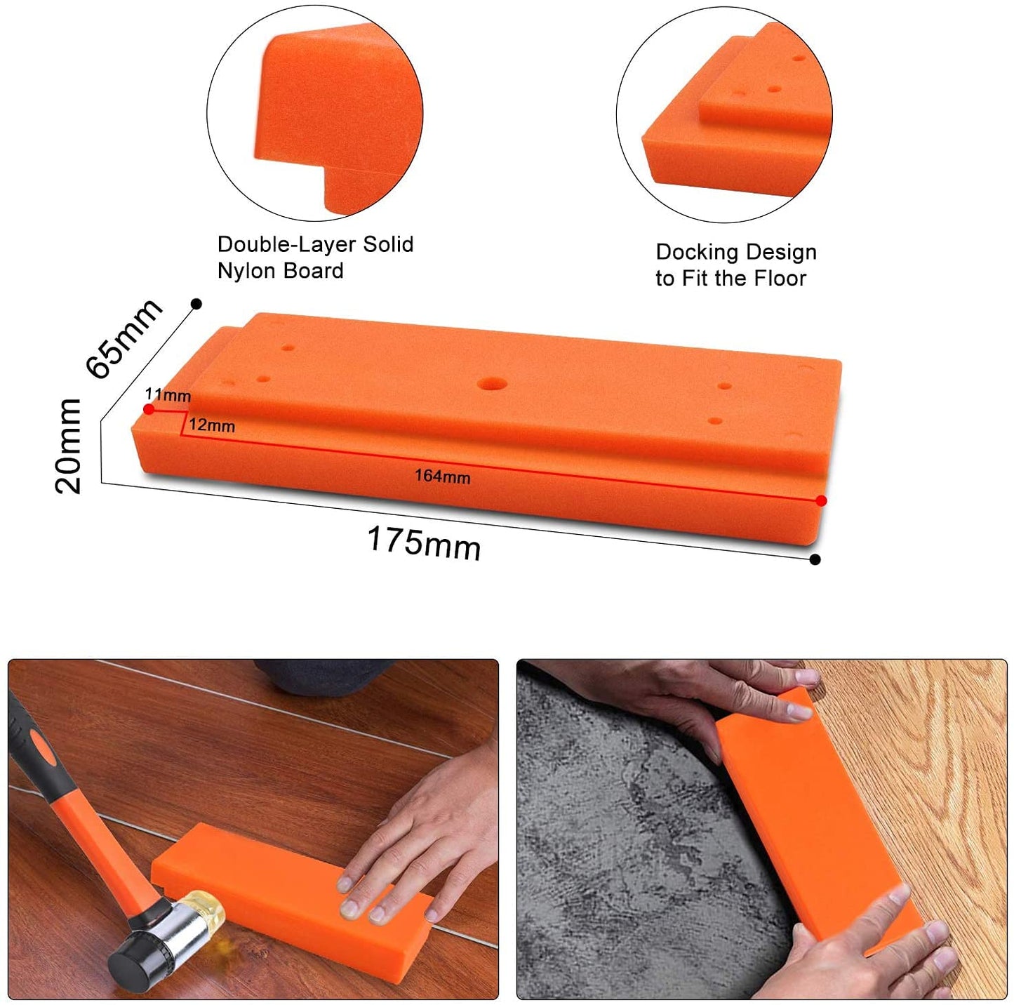 Laminate Flooring Installation Tool Kit, Jouhin 33 Pieces Flooring Tools with 10 Special Triangle Spacers, 20 Wedge Spacers, Fiberglass Handle Mallet, Tapping Block, and Heavy Duty Pull Bar