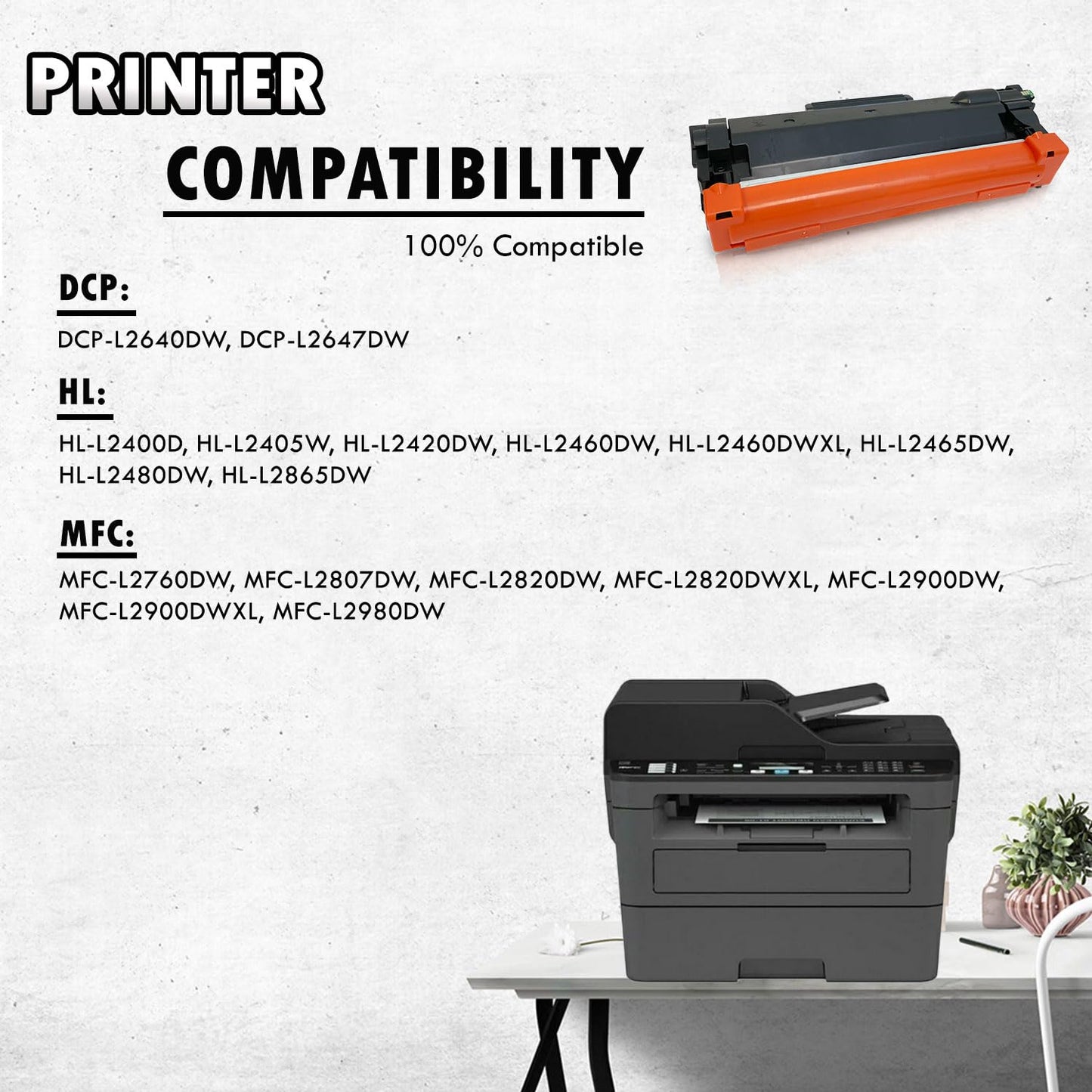 4 Inkfirst Compatible Toner Cartridges TN830XL 830XL Replacement for Brother TN830XL HL-L2865DW DCP-L2640DW MFC-L2807DW MFC-L2820DW HL-L2405W HL-L2460DW HL-L2460DWXL HL-L2465DW HL-L2480DW