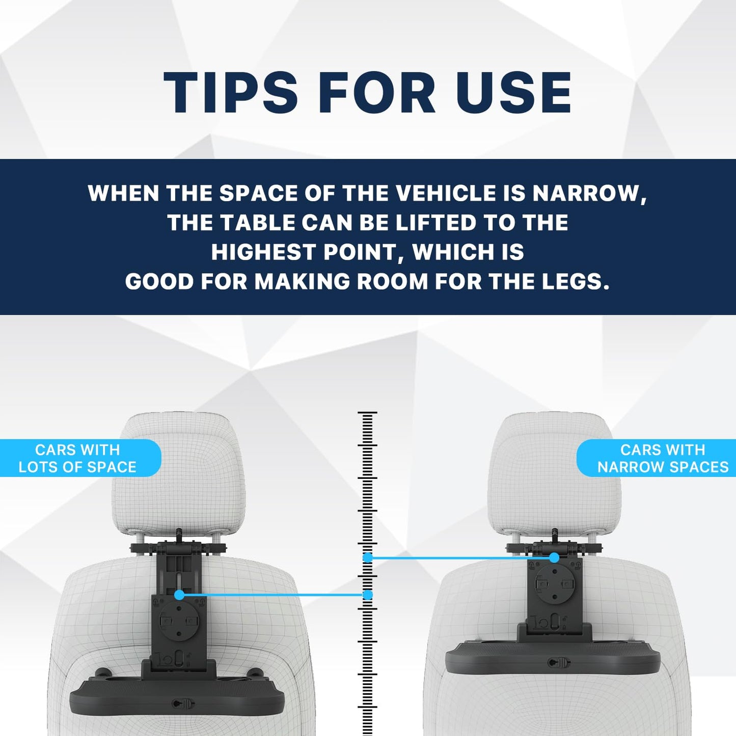 Car Back Seat Tray Table, Auto Stable Foldable Backseat Food Trays Desk for Rear Passenger Road Trip Eating Work, Multifunctional Adjustable Travel Tray with Phone Drink Holder for Laptop iPad