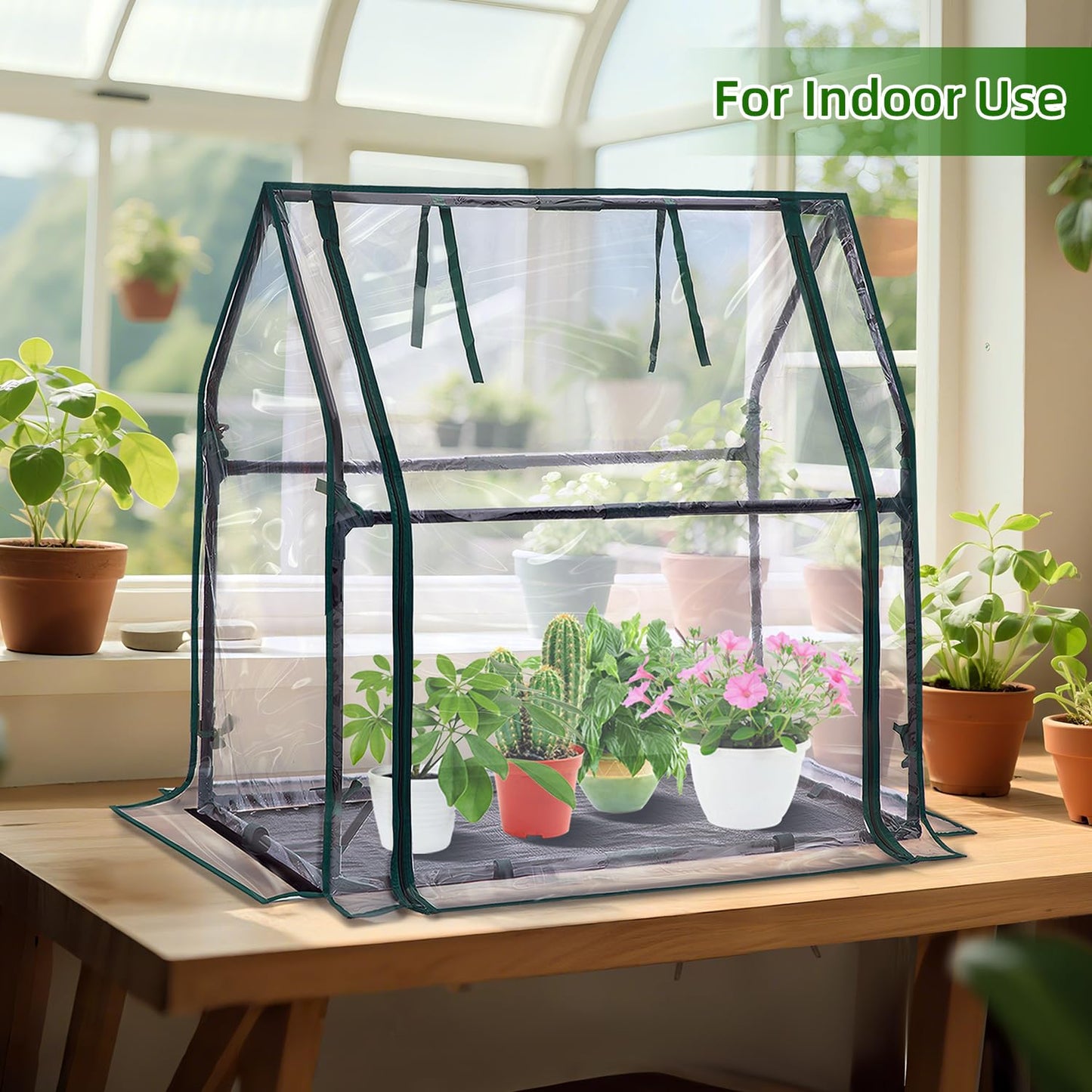 Ohuhu Mini Greenhouse for Indoor Outdoor, 36"x18"x33" Portable Seed Starter Greenhouse with Waterproof Pad, Heavy-Duty PVC Cover, Zippered Door for Small Plants Germination, Nursery