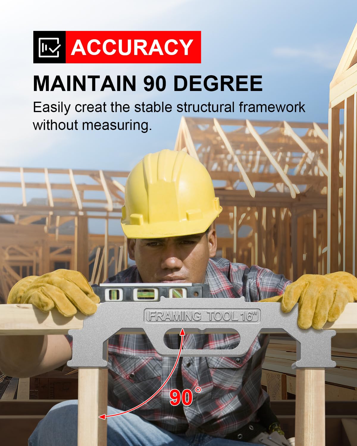 Kolvoii Framing Tool, 16 Inch On-Center Stud Layout Tool, 100% Cast Aluminum, Measurement Jig for Walls, Roofs, Floors or Ladders