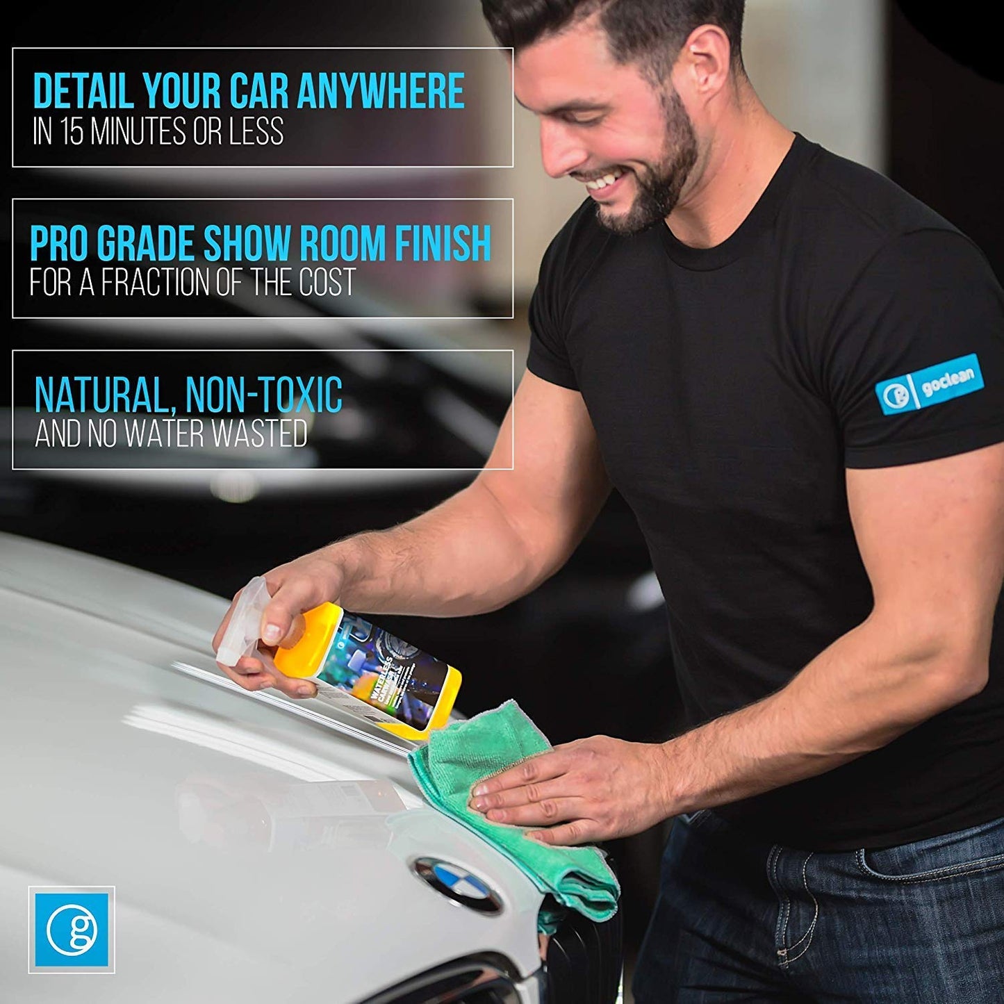 Goclean Waterless Car Wash 4L/135oz - 100% CANADIAN - The First & Original Waterless Wax & Wash. Clean, Quick Detail & Wax Anywhere Anytime. Great for Car, Motorcycles, RV and Marine