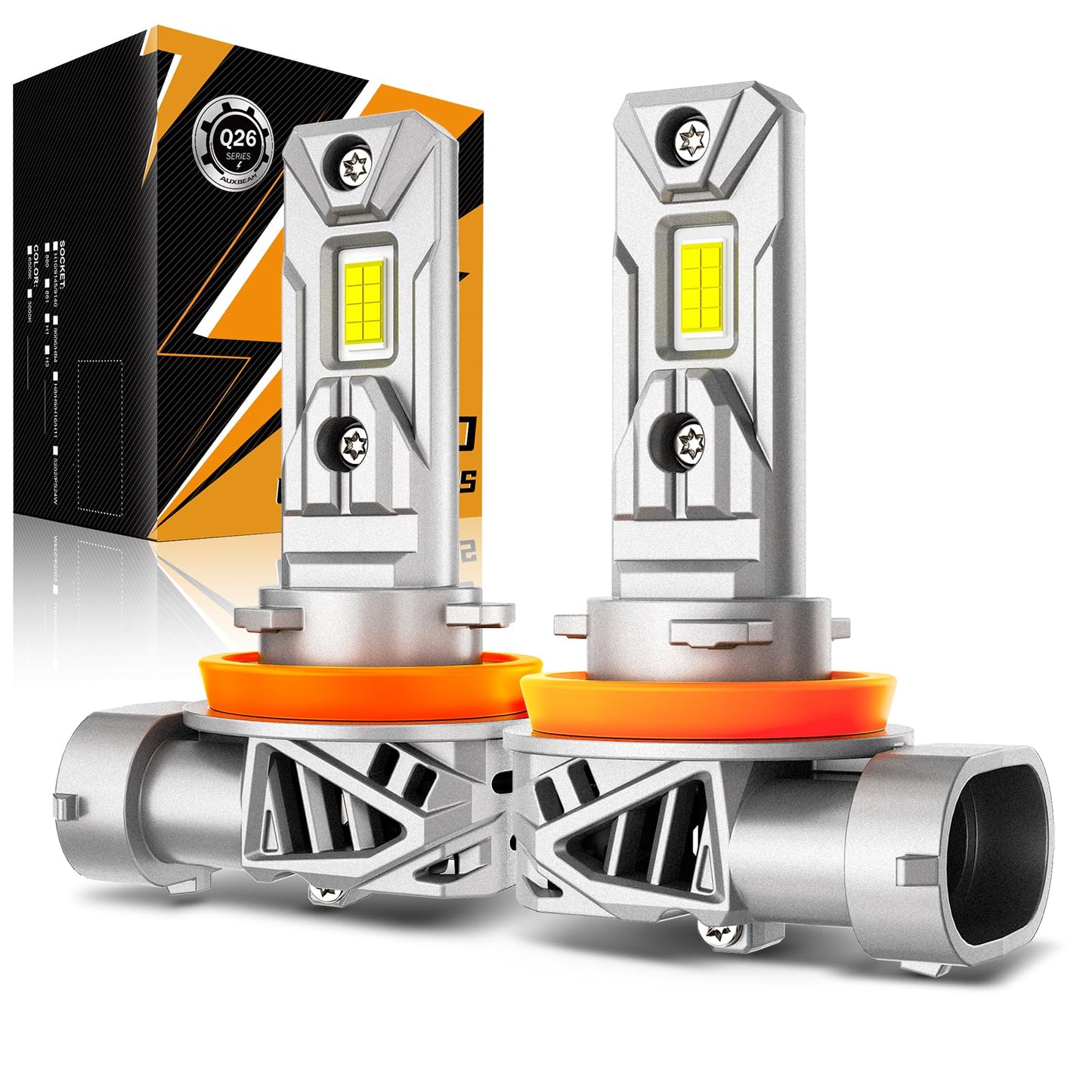 Auxbeam Q26 Series H11 H9 H8 LED Headlight Bulbs, 20000LM 600% Super Bright Wireless H11 LED Bulbs, 6500K White H8 H9 LED Bulbs, 1:1 Mini Size Halogen Replacement, Plug and Play
