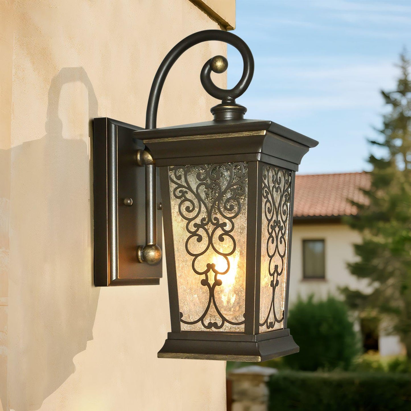 ALVIME Outdoor Wall Lights Fixture, 14" H Exterior Patio Wall Lanterns, Waterproof Porch Sconce, Outside Lights for Entryway, House, Front Door, Backyard, Garage, E26 Base&Clear Seeded Glass