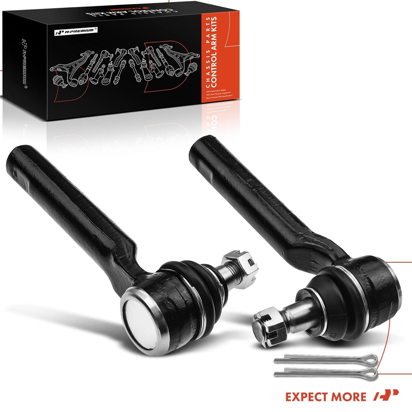 A-Premium 2 x Front Outer Tie Rod Ends, Compatible with Subaru Outback 00-14, Forester 98-19, Impreza 93-16, Crosstrek 16-19, Legacy 93-14, Ascent 19, Tribeca 08-14, WRX (STI) 13-19, Saab 9-2X 05-06