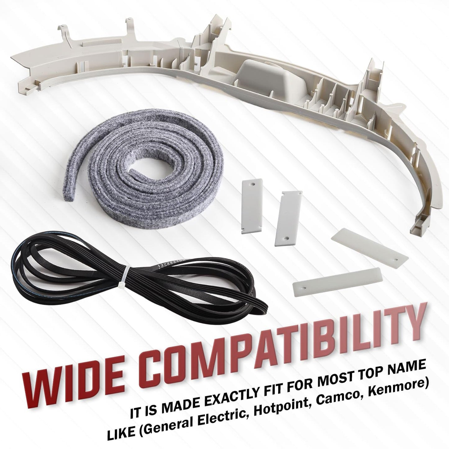Seentech WE49X20697 Dryer Bearing Kit - Exact Fit GE Dryer (Include: WE3M26 Top Bearing, WE1M333 Glide Slides, WE1M1067 Dryer Bearing Drum Slide, 137292700 Dryer Drum Belt, WE09X20441 Dryer Felt)