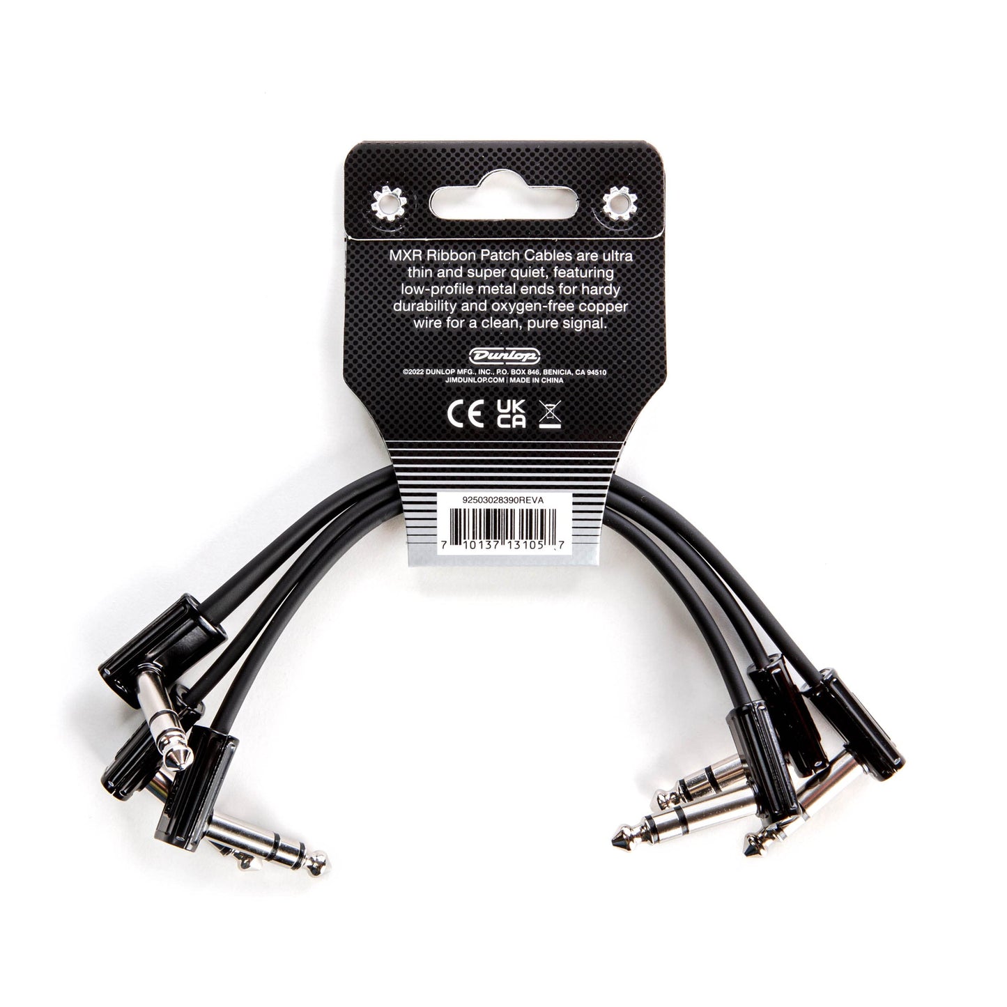 JIM DUNLOP (3PDCISTR06), 1/4-Inch Right Angle MXR Ribbon TRS Patch Cable 6 in|15 cm-3 Pack (3PDCISTR06R)