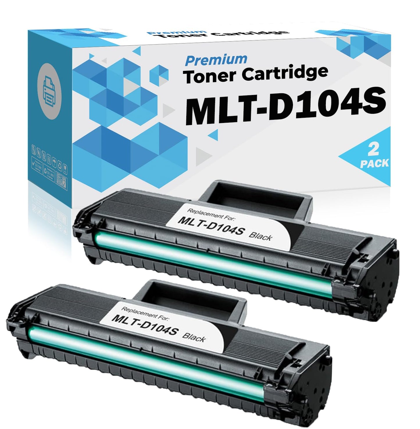 Ultra Toner® Compatible Replacement for Samsung MLT-D104S Toner Cartridge mlt-d104s Black for ML-1660 ML-1865 SCX-3200 ML-1660N 1665 1666 1667 1670 1675 1860 1865 1865W SCX-3200W 3205 3205W (2 Pack)