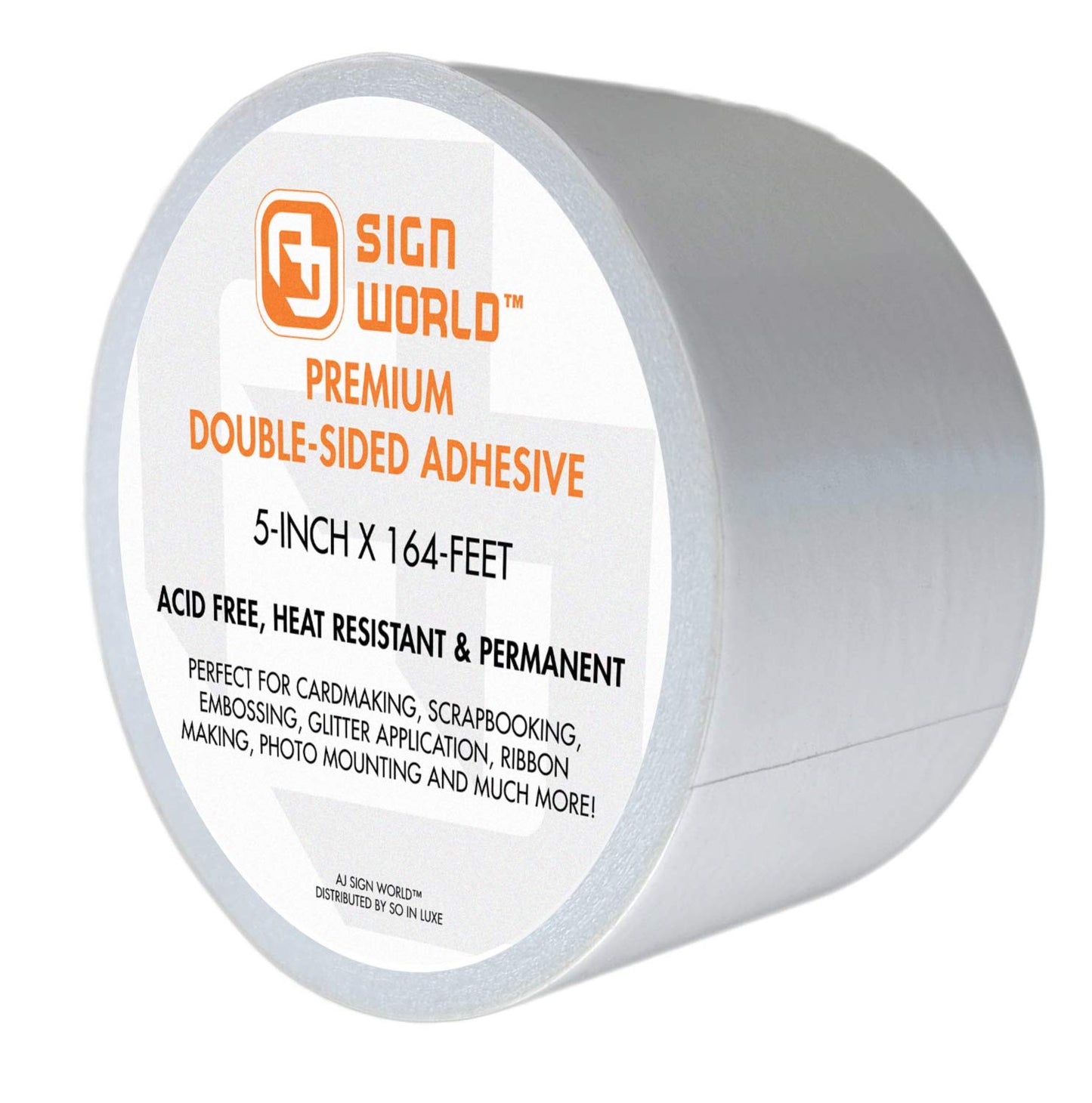 AJ Sign World Best Ultra-Thin Permanent Double-Sided Tape (13cm by 50m/55 Yards) for Arts, Crafts, Photography, Scrapbooking - Tear-by-Hand, Paper Backing, All Purpose