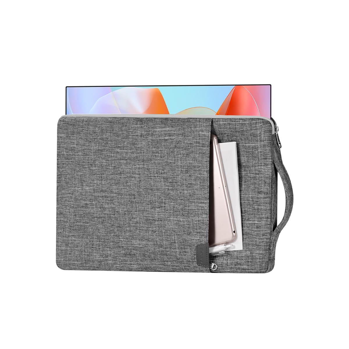 15.6/16.1-inch Portable Monitor Case with Acessories Storage, Sleeve for Most 15.6/16.1" Portable Monitors, Compatible with KYY ARZOPA VILVA MNN ForHelp KEFEYA, (Gray)