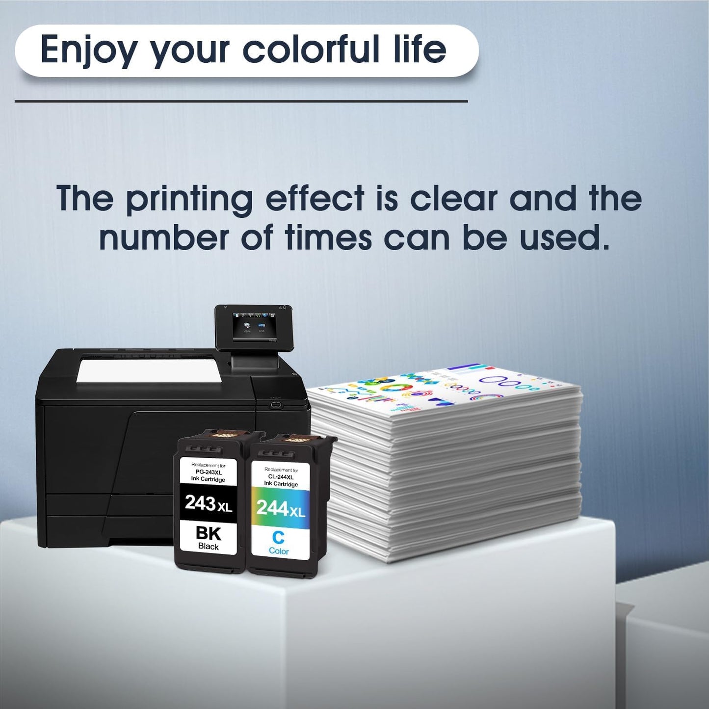 243XL 244XL Ink Cartridge Combo Pack Remanufactured for Canon Ink PG-243 CL-244 PG243XL CL244XL Compatible for TS3122 MX492 MG2522 MG2922 MG2420 TR4520 Printer (1 Black, 1 Color)