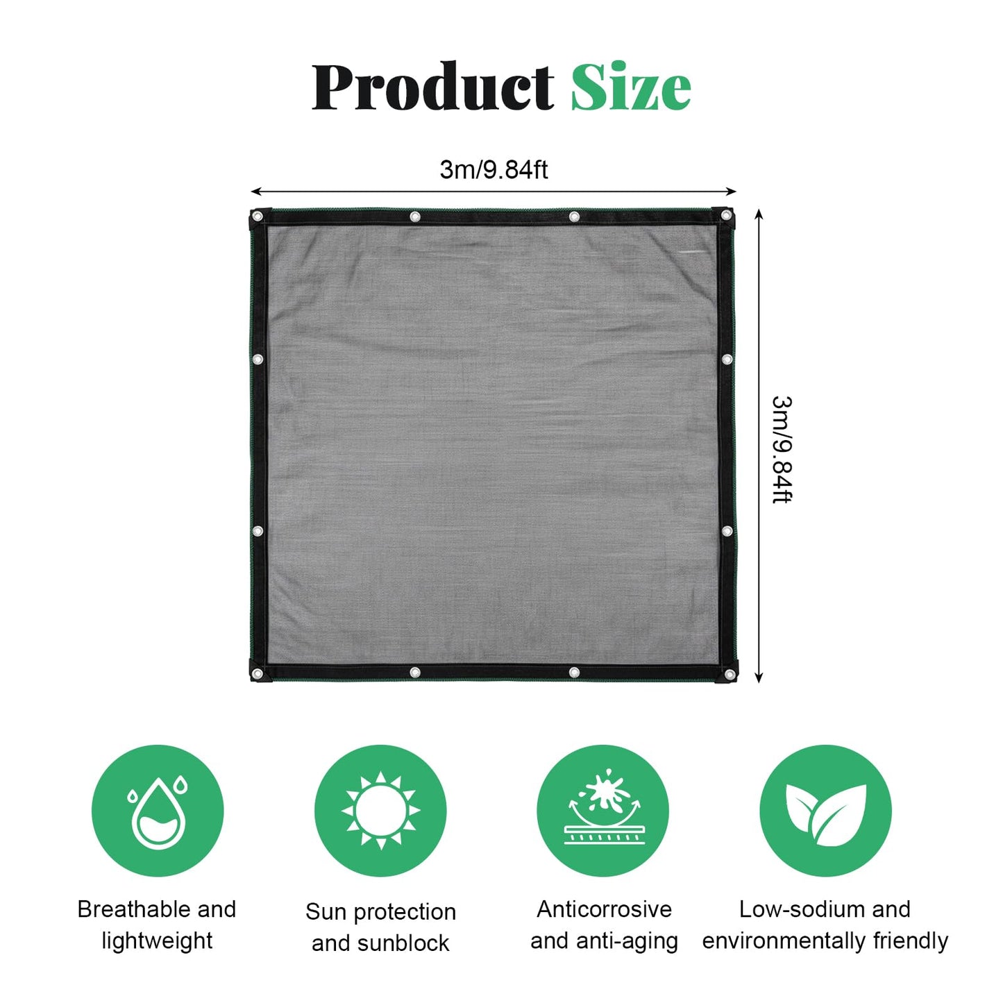 ele ELEOPTION Outdoor Curtains Black Breathable Mesh Screen Netting with Grommets for Patio Porch Balcony Pergola Terrace Summer Mosquito Net Screening 9.8x9.8 FT
