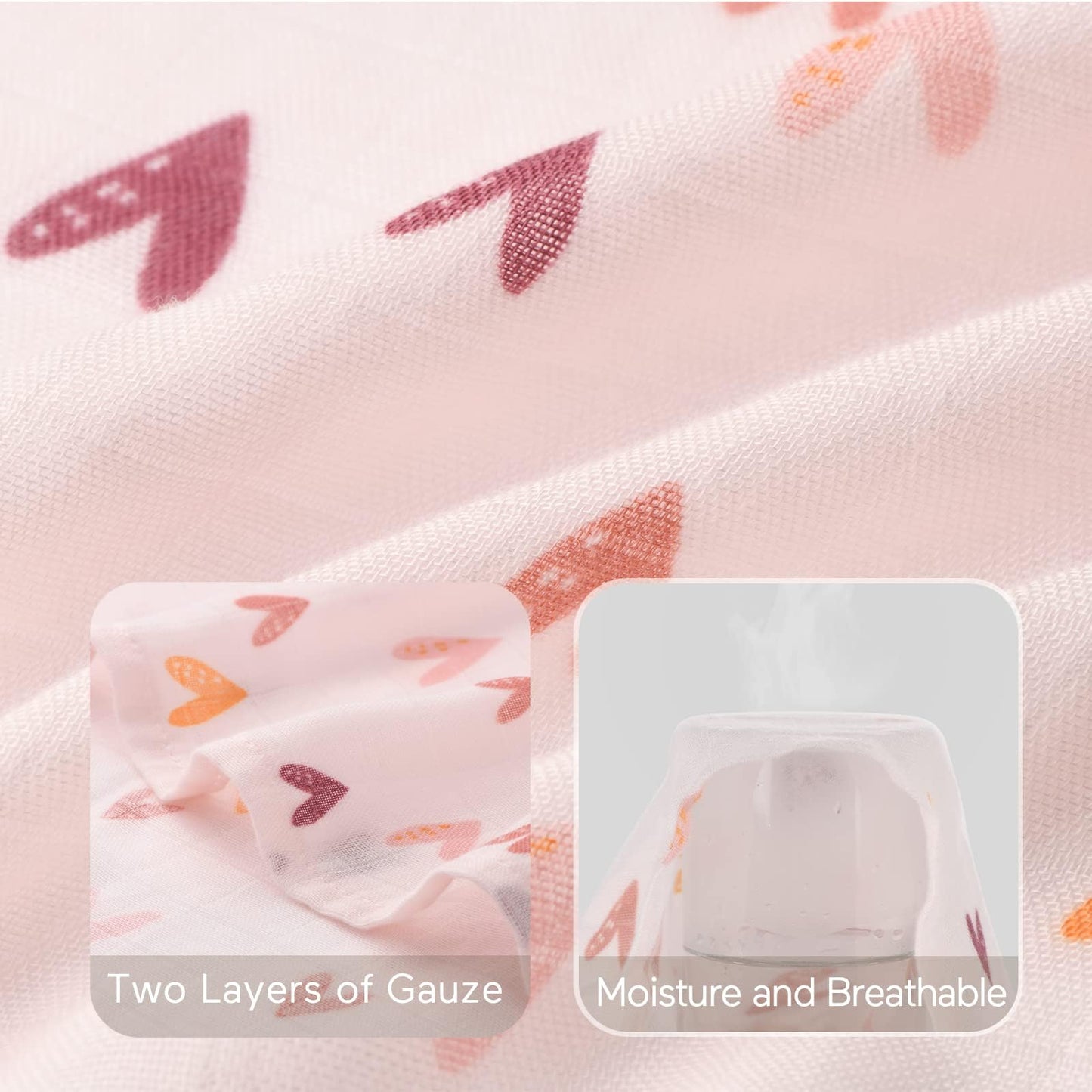 Momcozy Muslin Swaddle Blanket, 4 Pack Ultra Breathable Muslin Blanket, Breathable Large 47'' x 47'' for Baby Girls, Skin-Friendly Swaddle Blankets for Baby Shower Gifts, Full Blossom