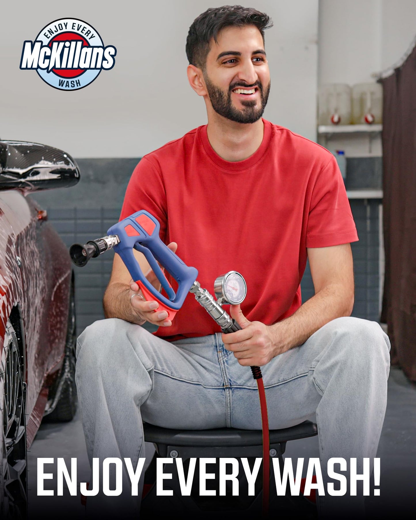 McKillans 40 Degree Pressure Washer Nozzle - Stainless Steel, High-Efficiency Cleaning, Durable Nozzle Guard with Rubberized Protection (4.0 Orifice)