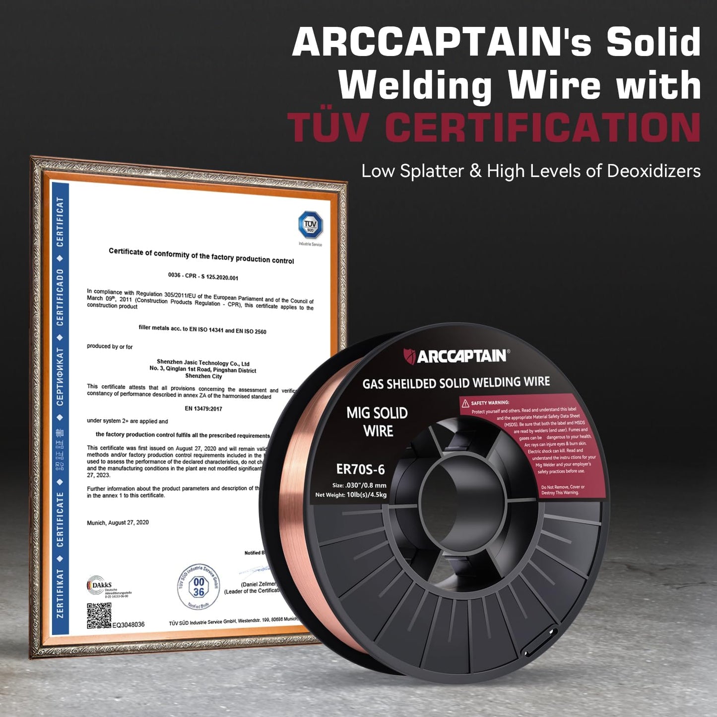 ARCCAPTAIN Mig Welding Wire, .030 Mig Wire ER70S-6 10Lbs Gas Solid Carbon Steel Low Splatter & High Levels of Deoxidizers Mig Welding Wire Compatible with Lincoln Miller Forney Harbor Welder