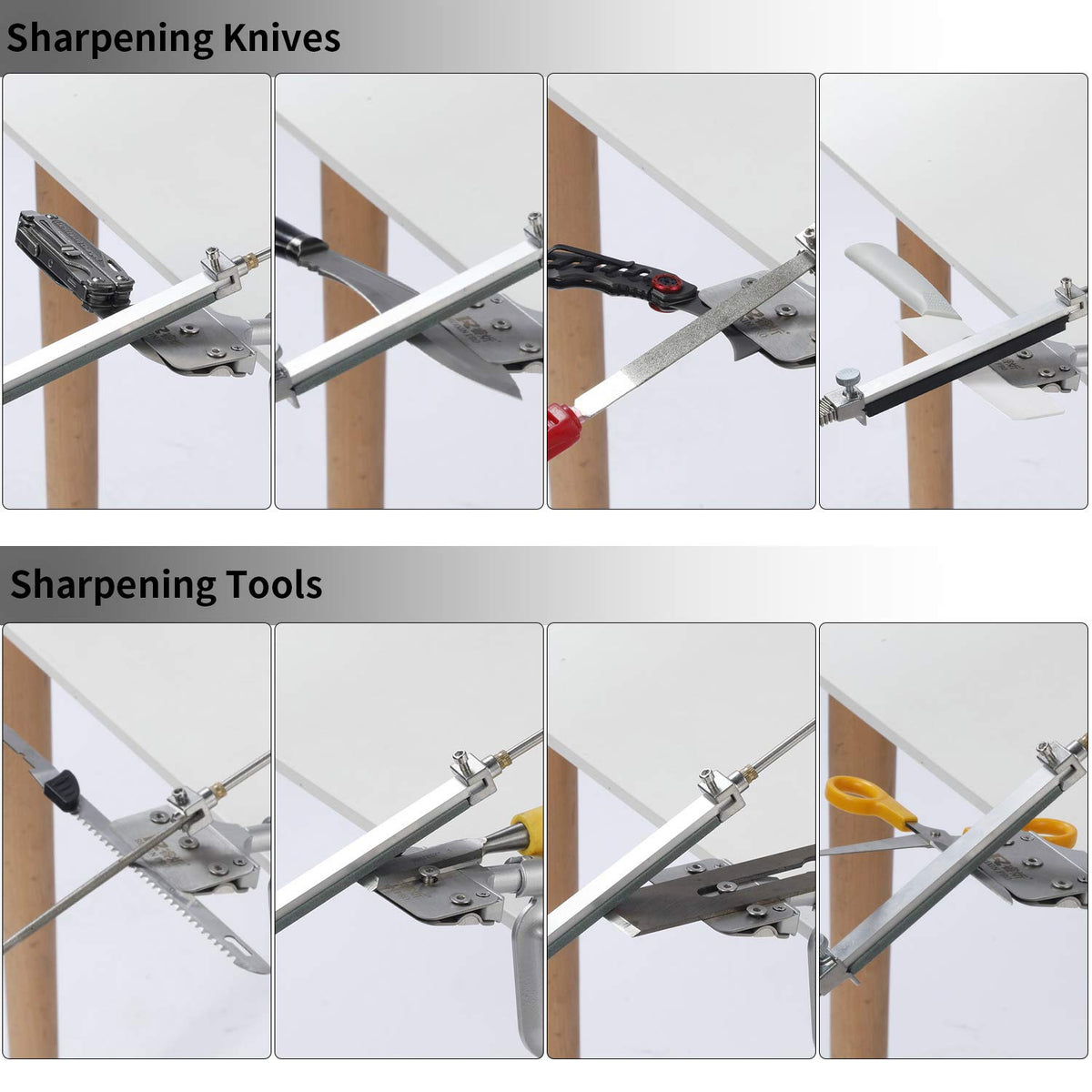 CWOVRS Knife Sharpening Kit, RX-008 Professional Knife Sharpener, 360° Flip Rotation, Upgraded Fixed-Angle Knife Sharpening System, Kitchen Chef Knife Sharpener Kit with 10 Stones