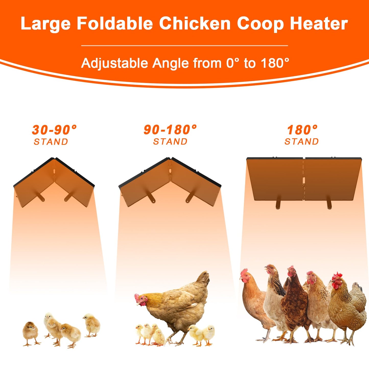 Chicken Coop Heater for Winter, Adjustable Temperature and Time Setting Chicken Heater for Inside Coop, 220W Radiant Heat Large Size Waterproof Chicken Coop Warmer for Outdoor Pet, 22.5'' X 11.2''