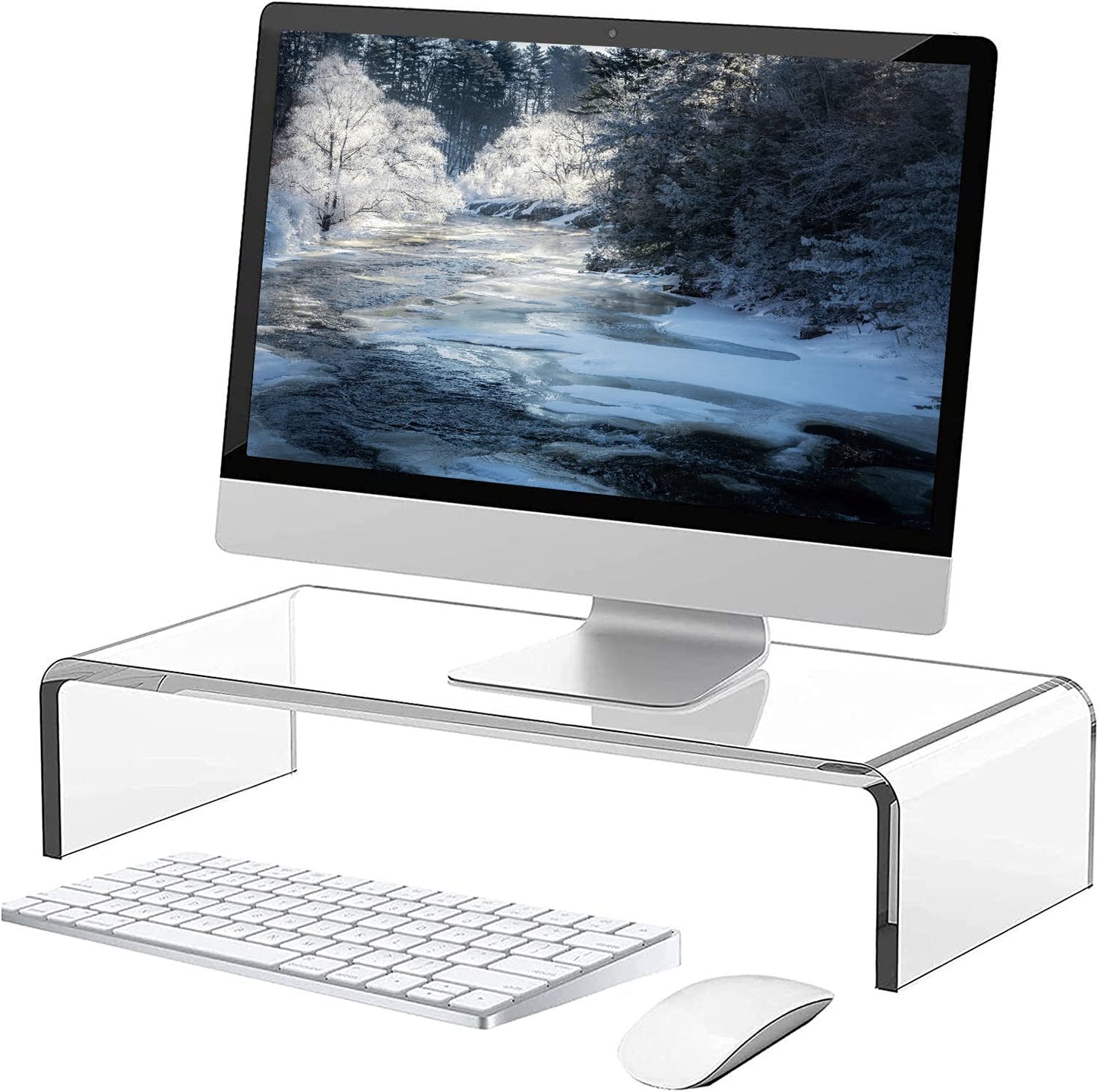 guofa Acrylic Monitor Stand Riser - Desk Platform for Computer Monitor, Desktop Riser Elevation for Laptop for Keyboard Storage (34 x 19 x 10 CM)