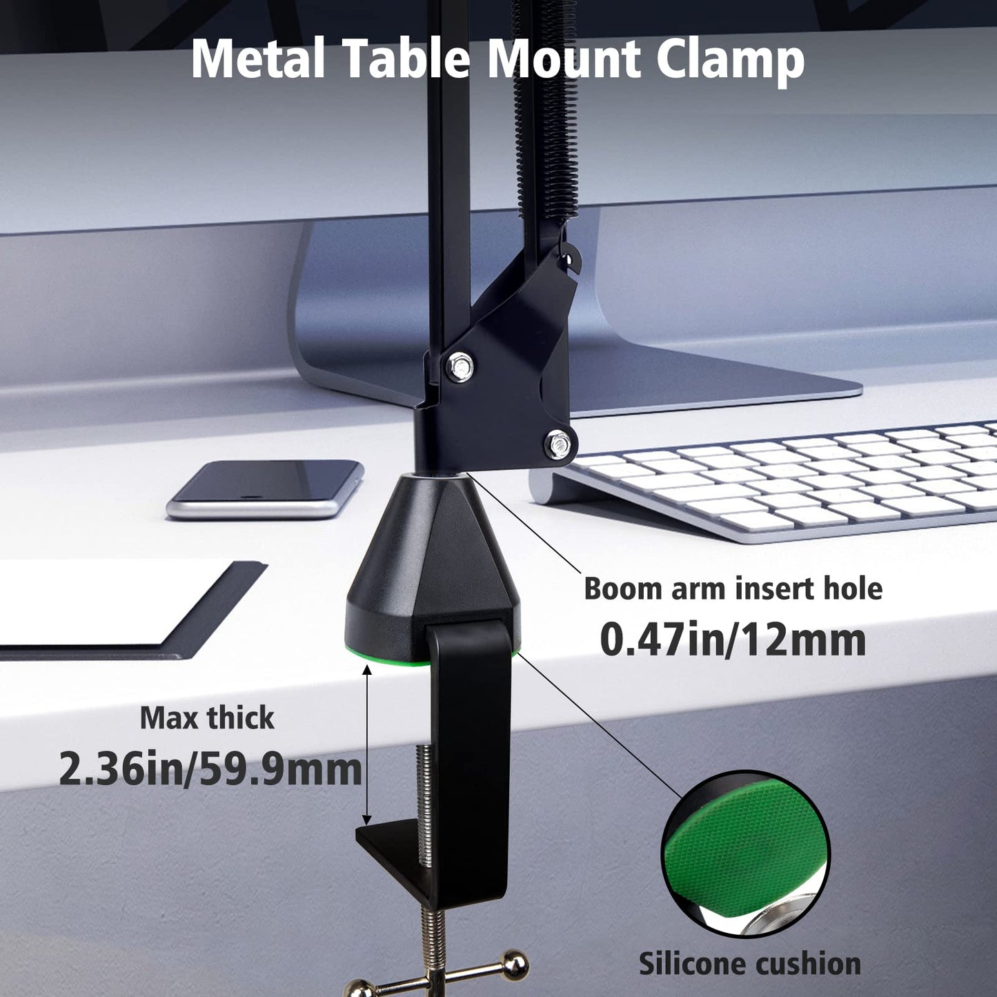 Universal Wall Mount Microphone Arm and Table Boom Arm Mic Stand, Compatible with HyperX QuadCast, Blue Yeti, Blue Snowball and Most of Mic by SUNMON