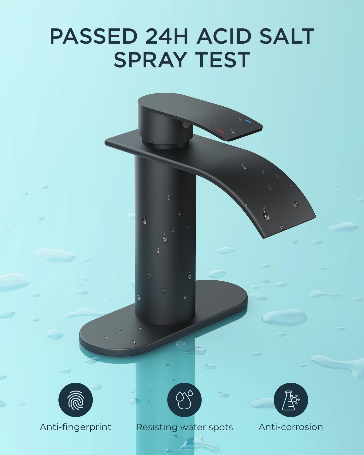 FORIOUS Bathroom Faucet, Single Handle Black Bathroom Faucet, Bathroom Sink Faucet Stainless Steel Single Hole Lavatory Faucet, Bathroom Vanity Faucet with Pop Up Drain (One or 3 Hole), Matte Black