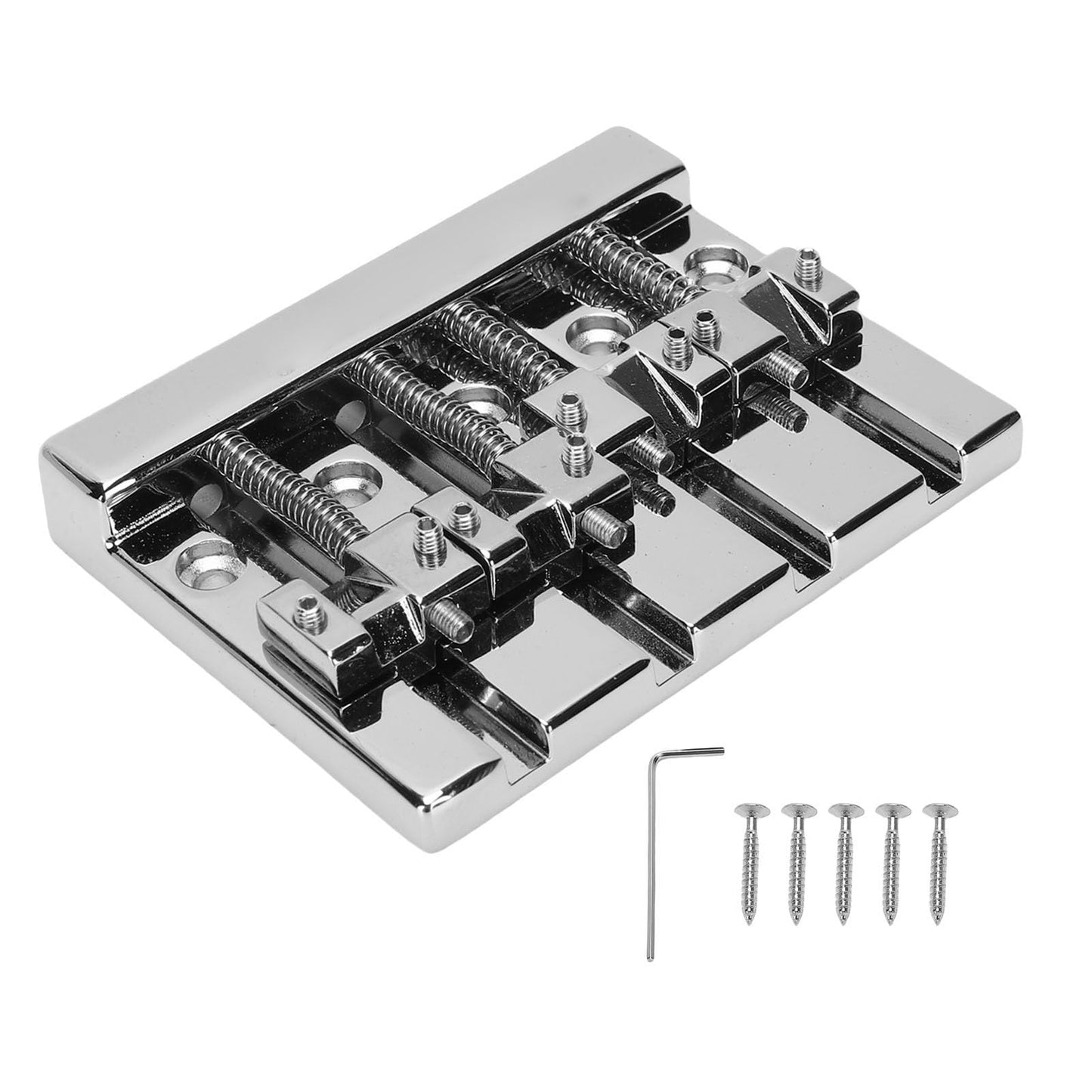 4 String Bass Bridge, High Mass Zinc Alloy Electric Bass Guitar Bridge with 19mm String Spacing for Universal Fit Enhanced Sustain