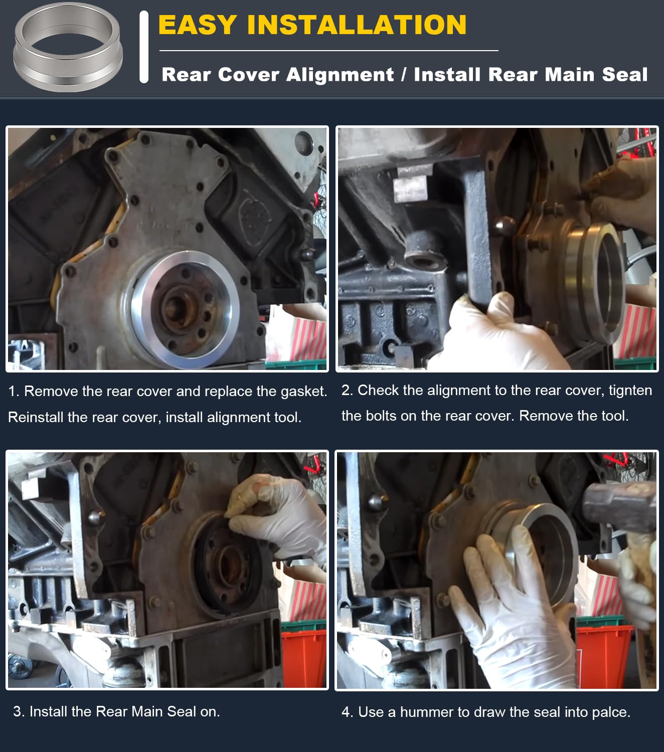 Camoo LS Rear Main Cover Billet Alignment Tool, Front Cover Alignment Tools & Oil Pan Alignment Tool Kit for GM LS Engine 4.8 5.3 5.7 6.0 LS1 LS2 LS3 LS6 L99 LS4 LS9 LSA LQ4 LQ9 L76 L92