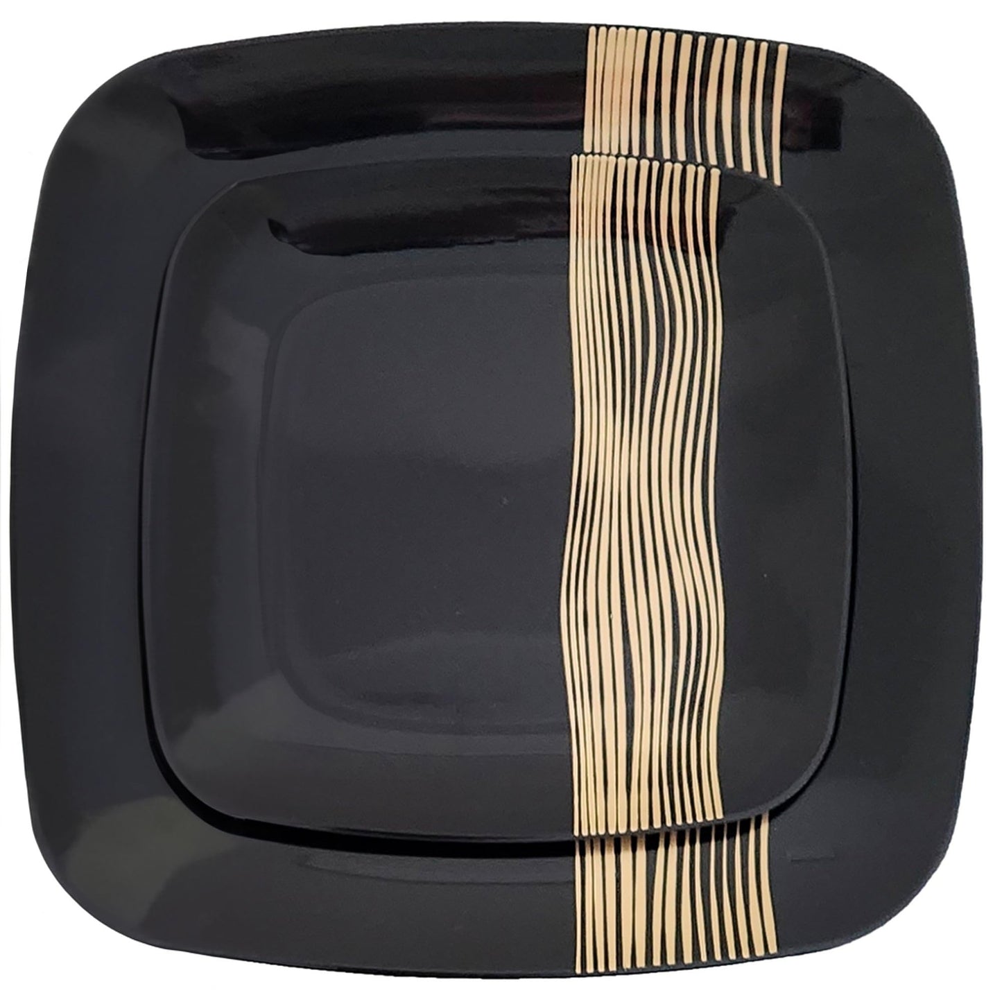 R-kay Black And Gold Plates For Party - 40 Pack - 10.25 Inch And 7.5 Inch - Heavy Duty Disposable Plates