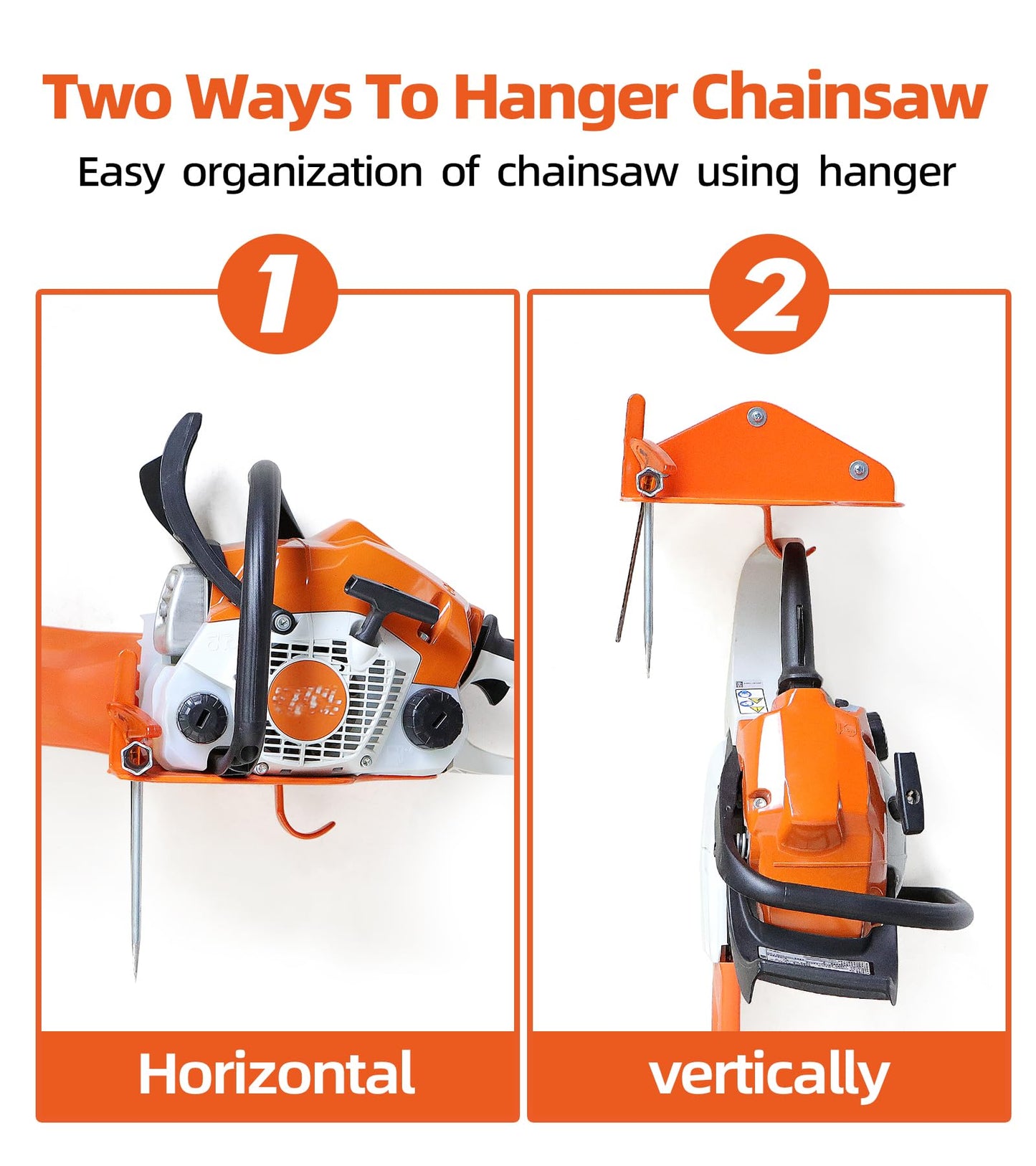 Chainsaw Holder, 2 Pack Chainsaw Wall Mount, Heavy Duty Chainsaw Mount Garage Storage Holder, Chainsaw Accessories Garage Organization Rack