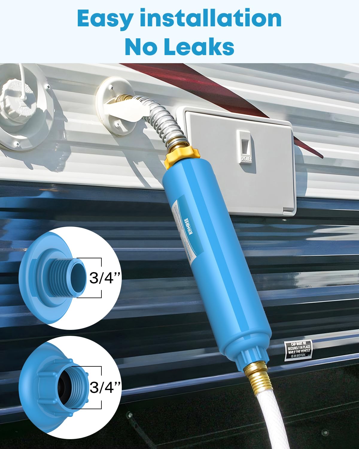 Kohree RV Water Filter, RV Marine Inline KDF Water Filter with NSF & BPA Free Certified, Greatly Reduce Chlorine Heavy Metals Bad Taste Odors and Sediment - 4 Pack