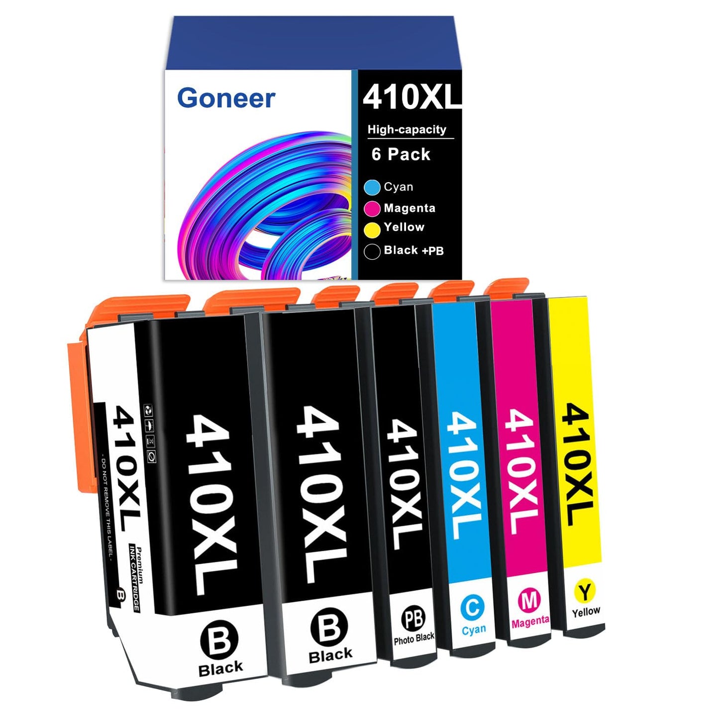 6-Pack 410XL Ink Cartridges Combo Pack Remanufactured for Epson 410XL 410 Ink T410 Works with Expression Home XP-830 XP-7100 XP-640 XP-530 XP-630 Printer